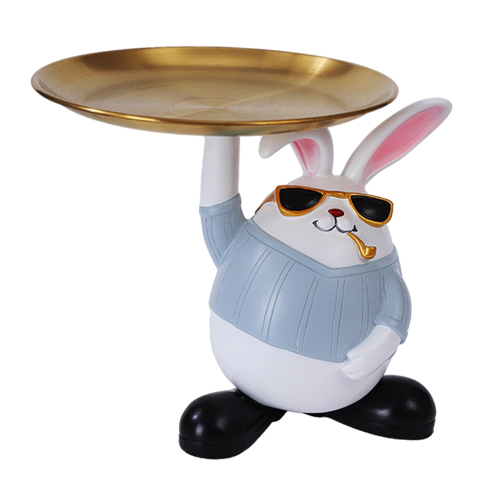 Creative Rabbit Storage Tray Jewelry Key Holder Home Decor Gray