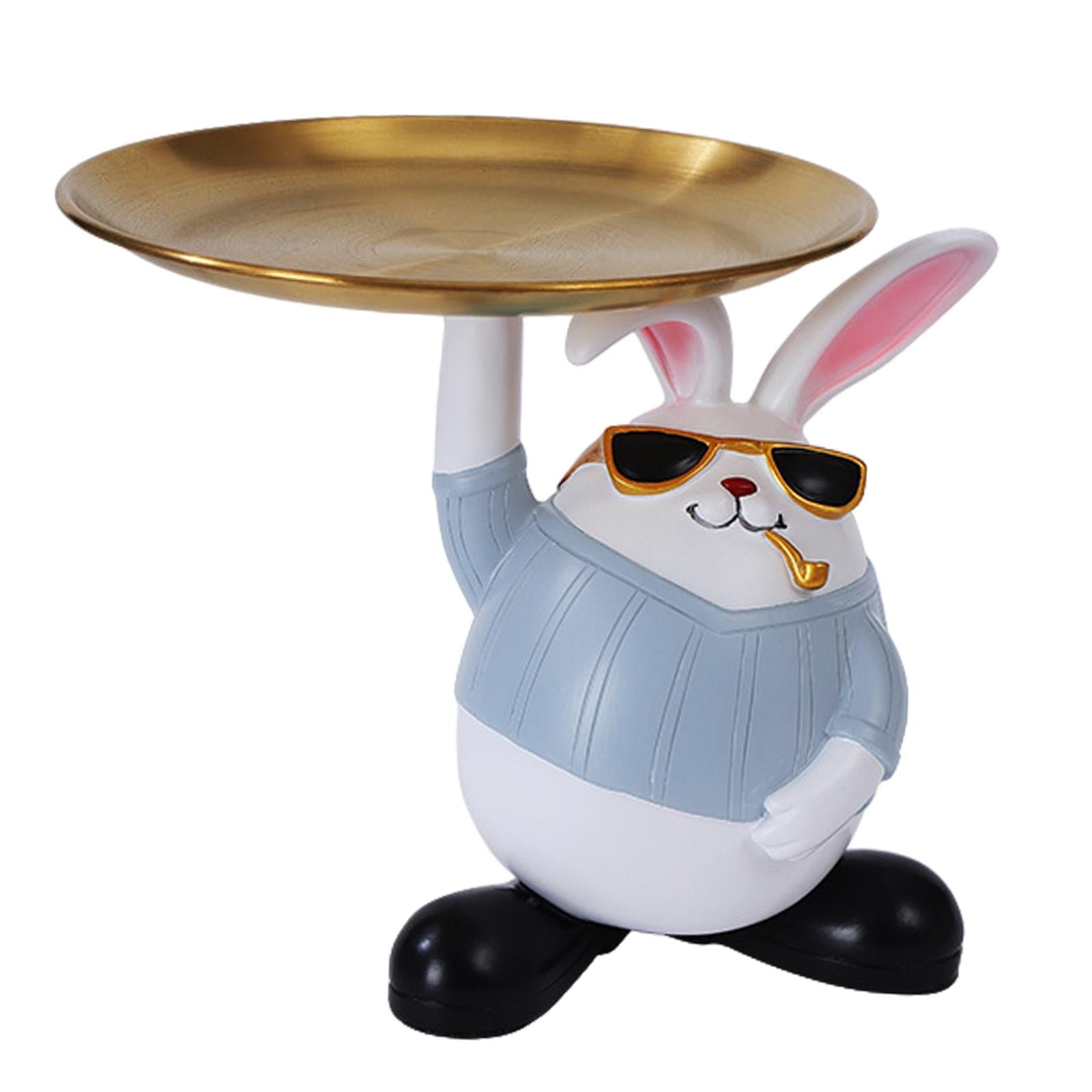 Creative Rabbit Storage Tray Jewelry Key Holder Home Decor Gray