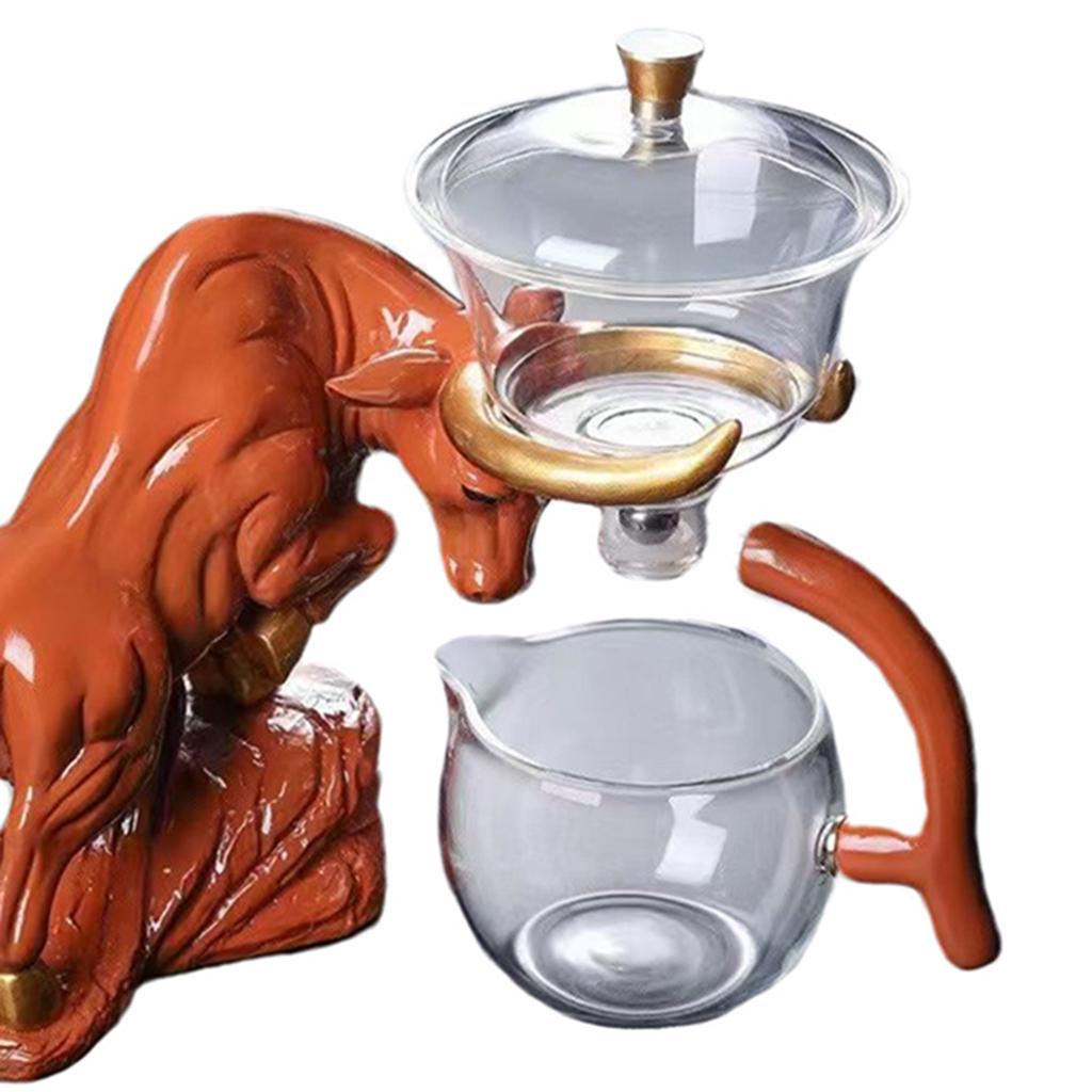 Automatic Teapot Set Resin Bull Shaped Base Glass Pot Filter Drip Coffee