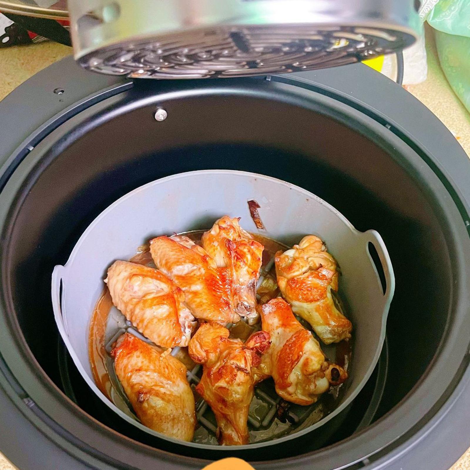AirFryer Silicone Pot Multifunctional Air Fryers Oven Accessories Gray Round