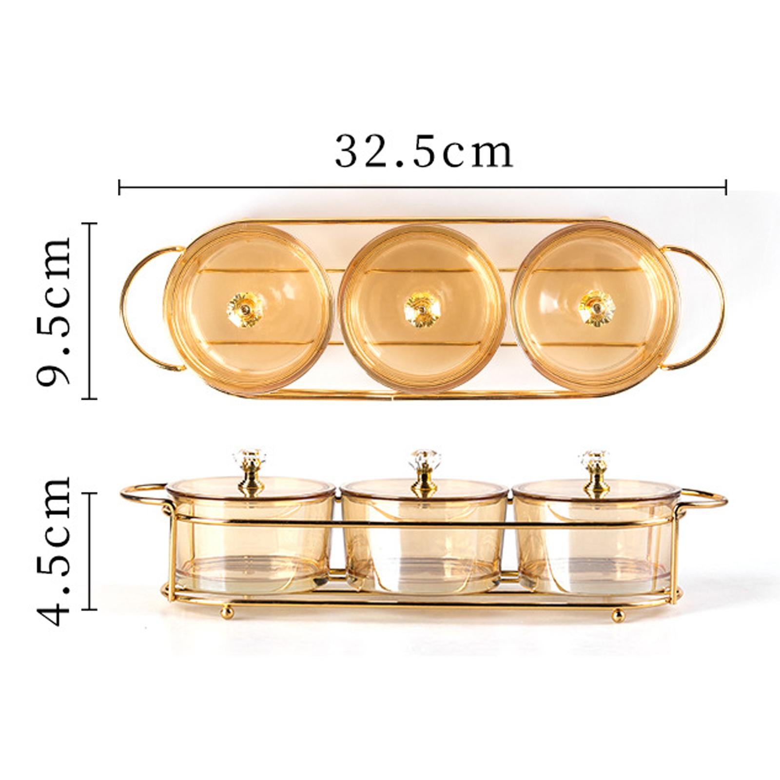 Caddy Serving Platter Snack Plate Appetizer Caddy Plate Home Amber 3 Grids