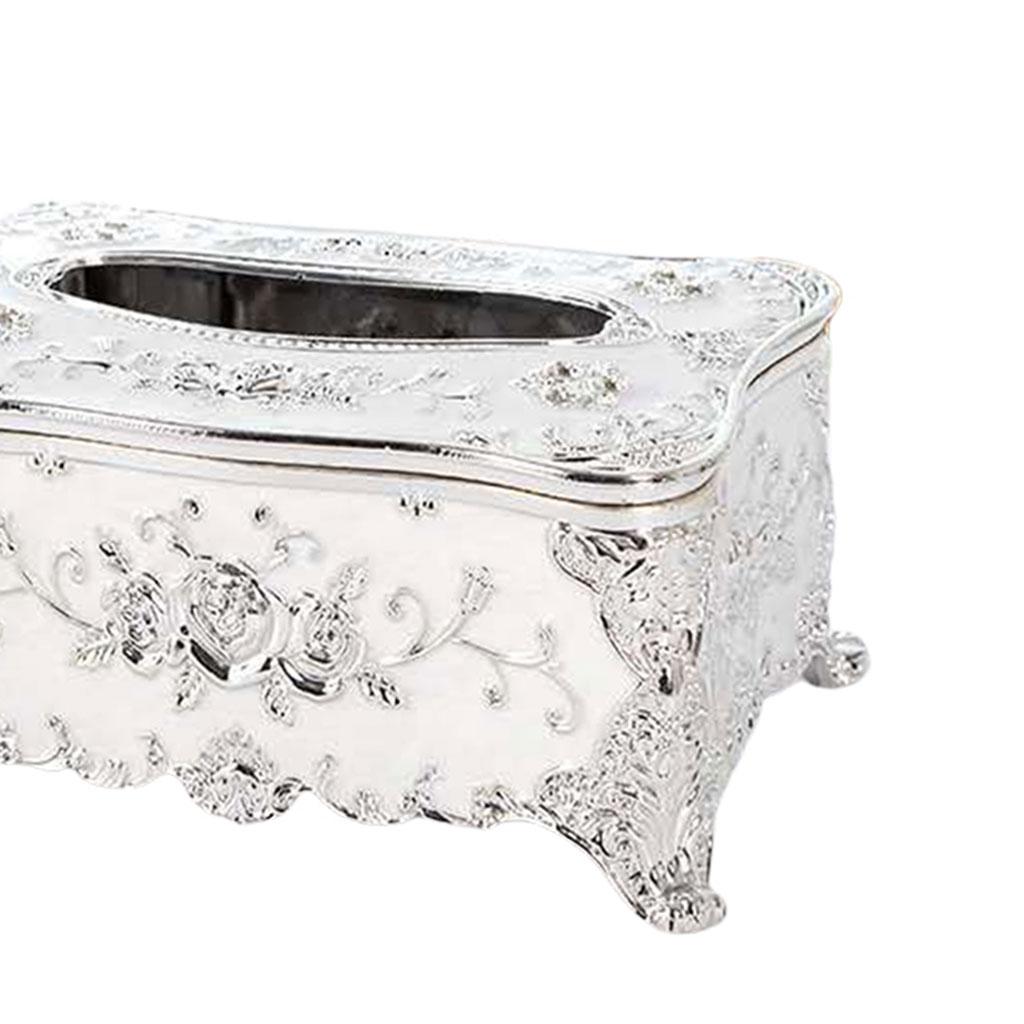 Antique Tissue Box Cover Car Tissue Box Furnishings Decor Silver White
