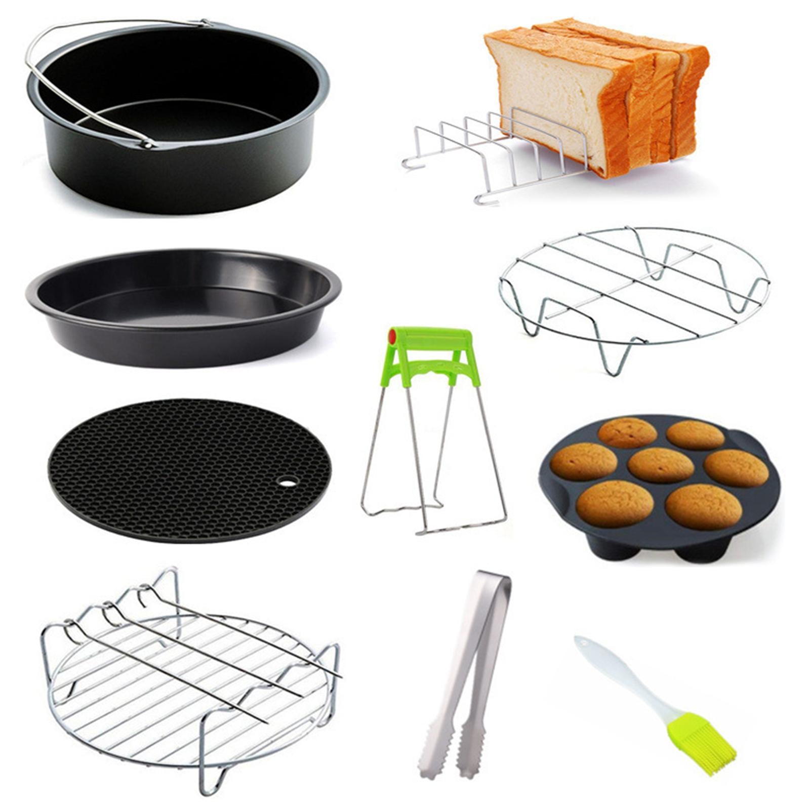 Carbon Steel Air Fryer Accessories Cake Basket Bread Rack for Home BBQ 9inch