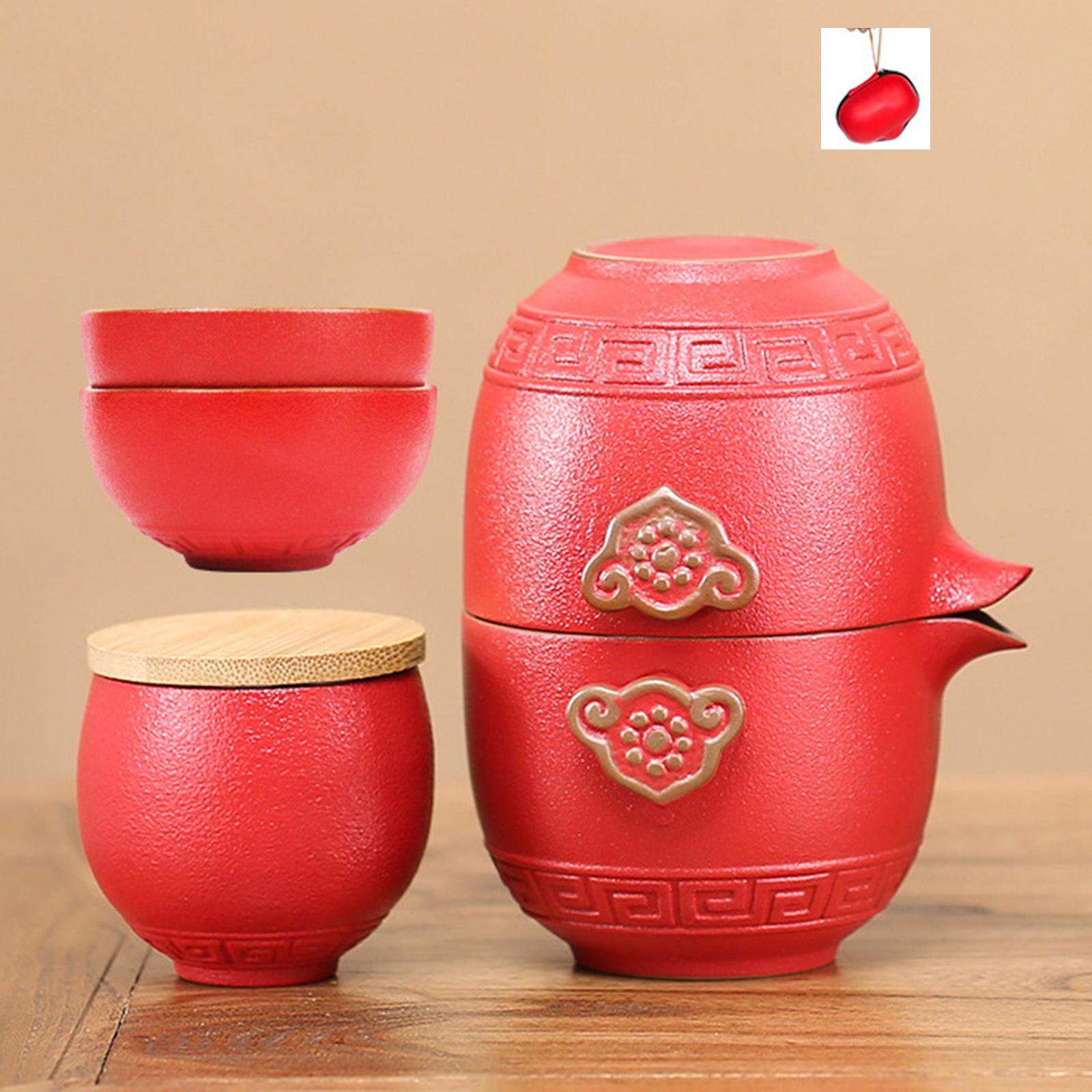 Chinese Portable Tea Set Pottery Tea Pot Tea Cups For Travel Ceramic Pot Package C