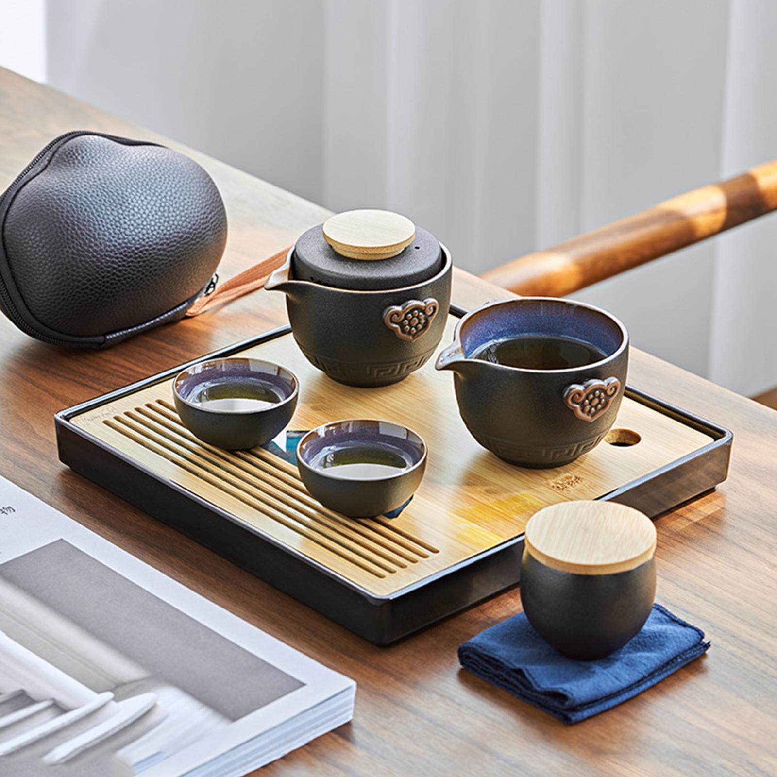 Chinese Portable Tea Set Pottery Tea Pot Tea Cups For Travel Ceramic Pot Package D