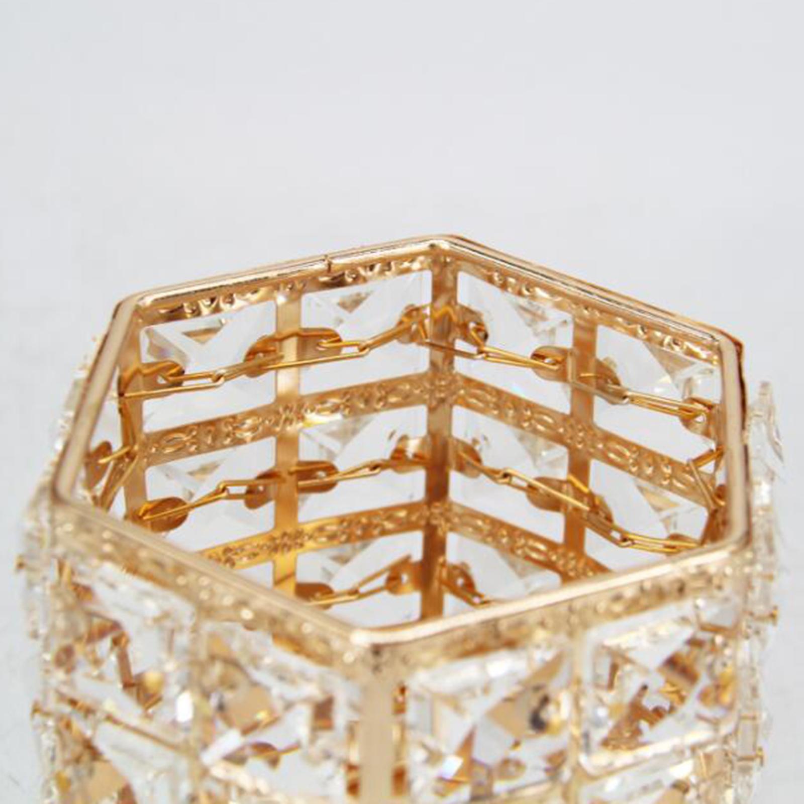 Crystal Makeup Brush Holder Cosmetics Brushes Storage Box for Pencil Gold