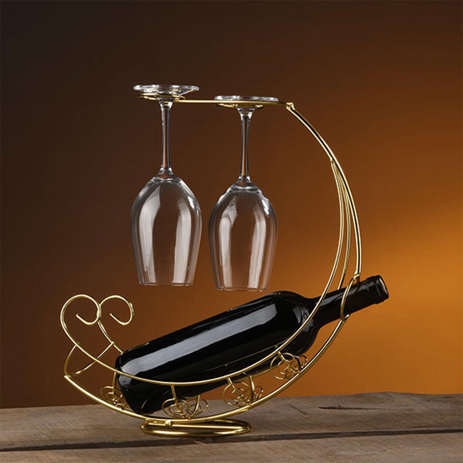 Creative Wine Rack Iron Wine Storage Rack for Pantry Tabletop Decoration Gold