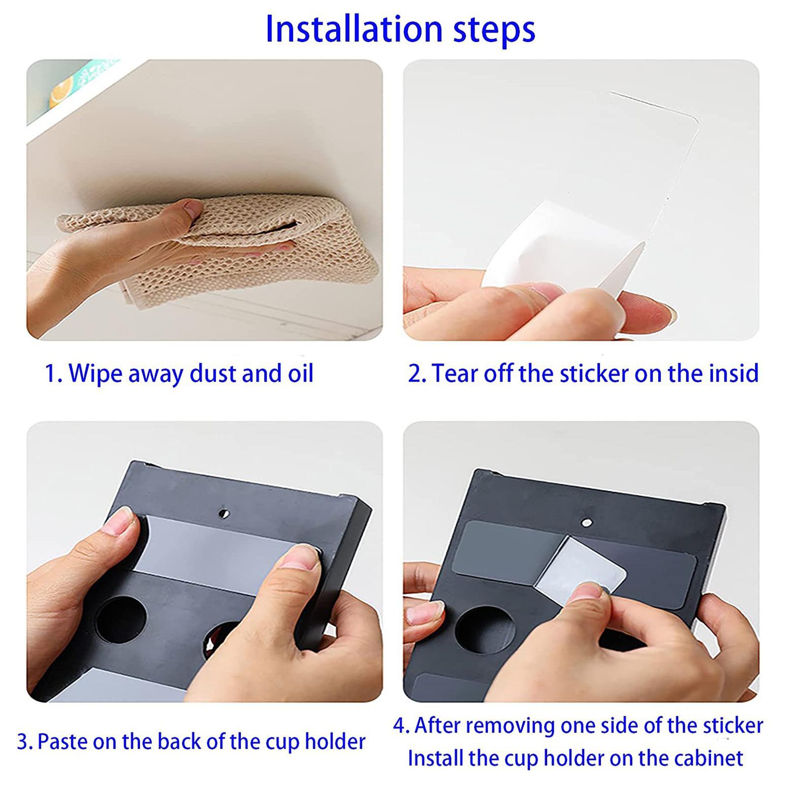 2Pcs Self-Adhesive Under Cabinet Shelf Holder Wine Glass Rack for Goblet