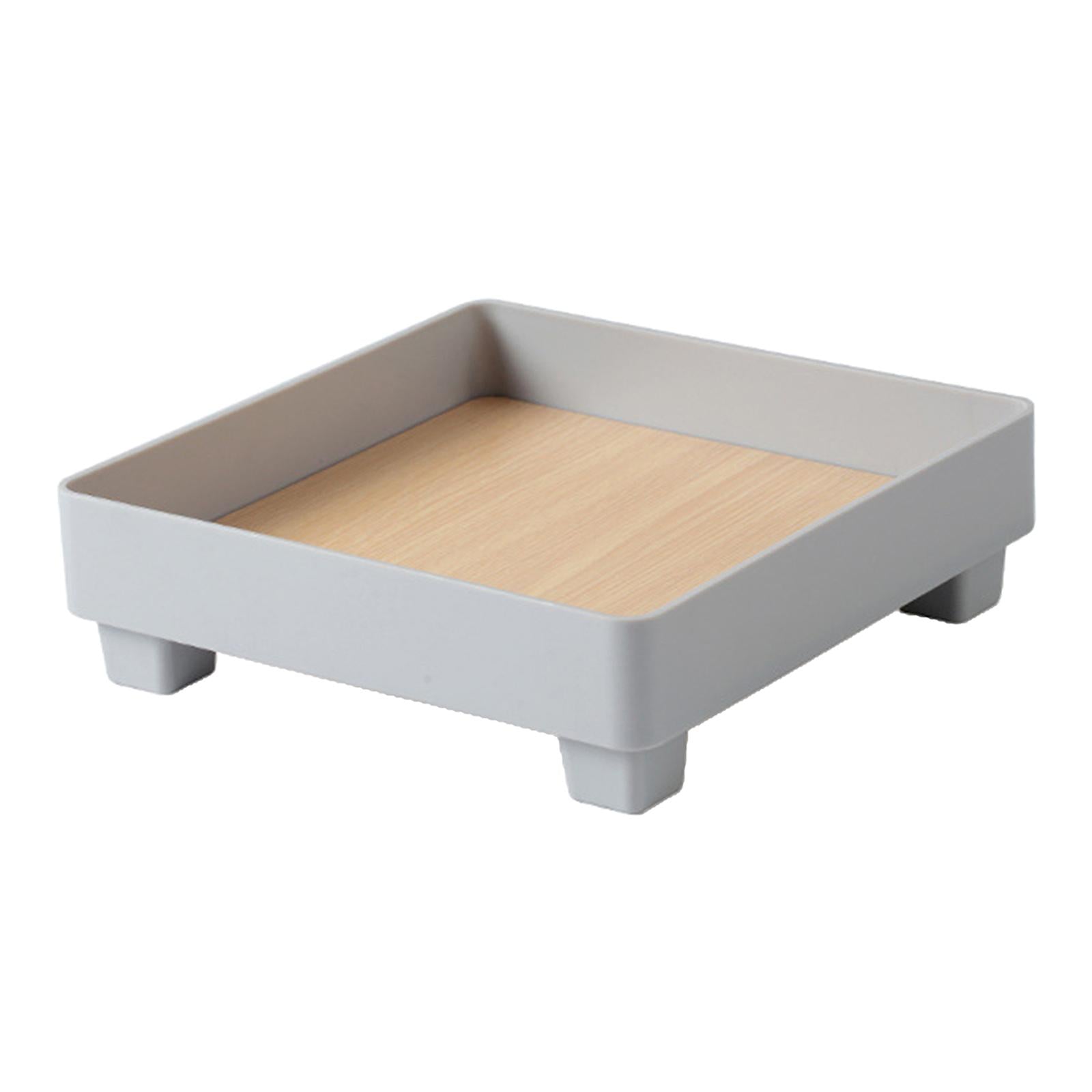 ABS Storage Tray Decor Display Storage Modern for Countertop Desktop Home Square Grey