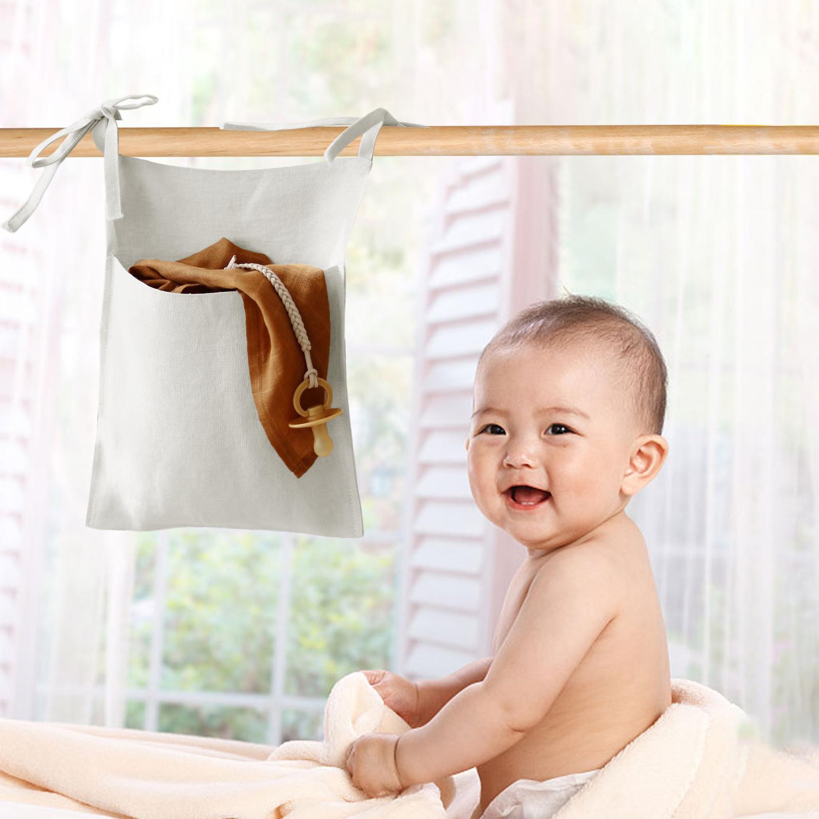 Baby Crib Cot Hanging Storage Bag Diaper Storage Toy Diaper Bag Light Grey