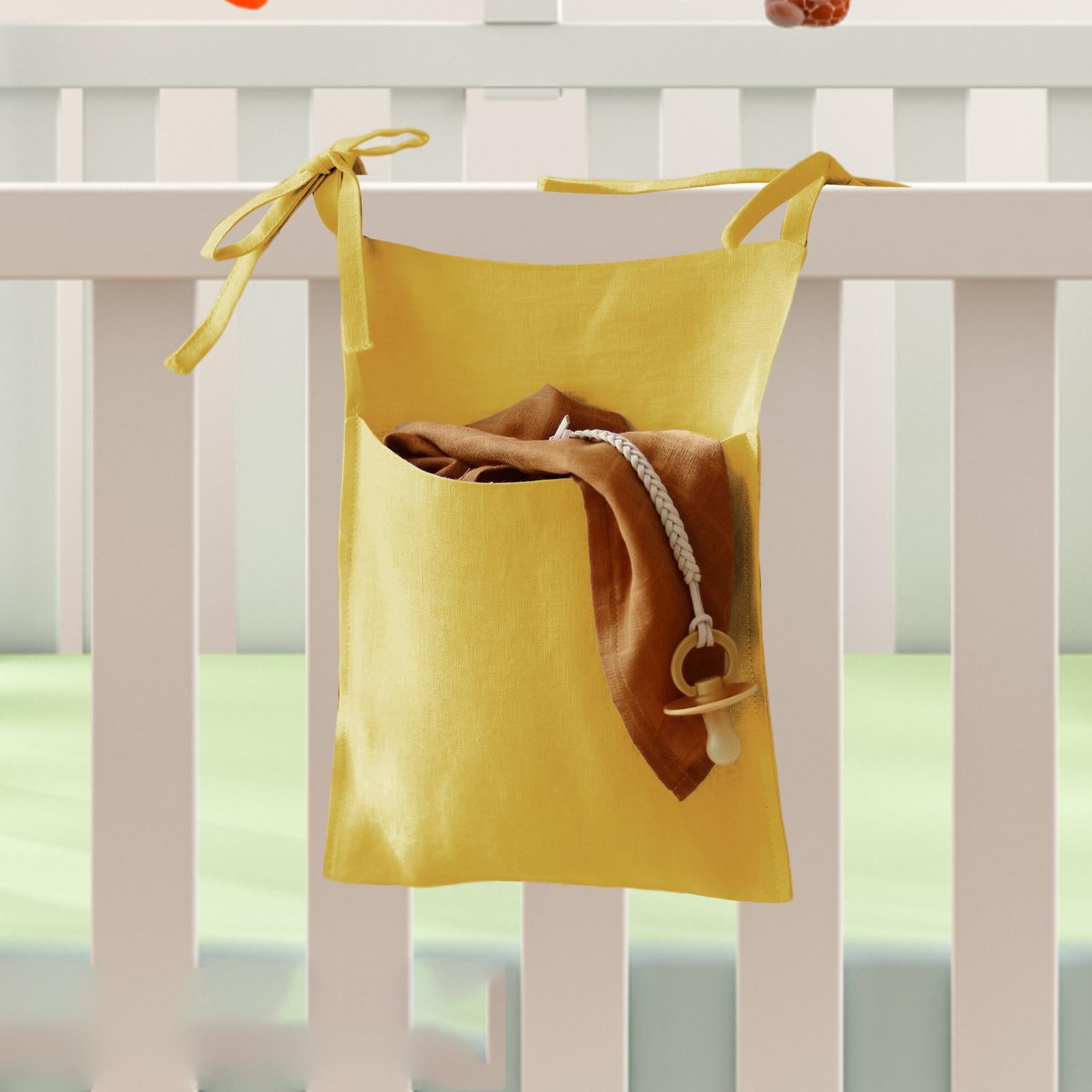 Baby Crib Cot Hanging Storage Bag Diaper Storage Toy Diaper Bag Yellow