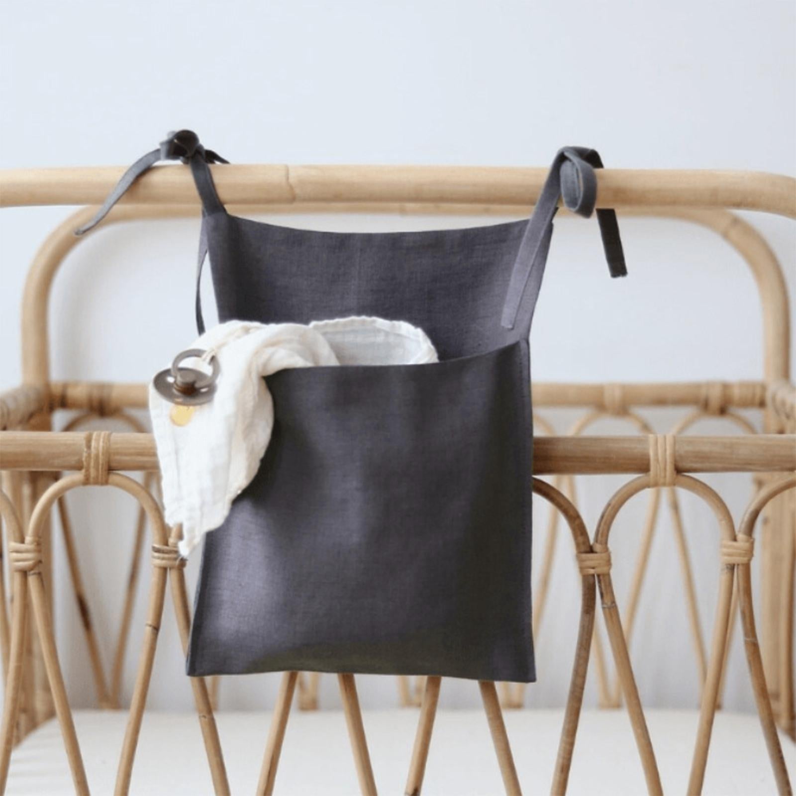 Baby Crib Cot Hanging Storage Bag Diaper Storage Toy Diaper Bag Dark Gray