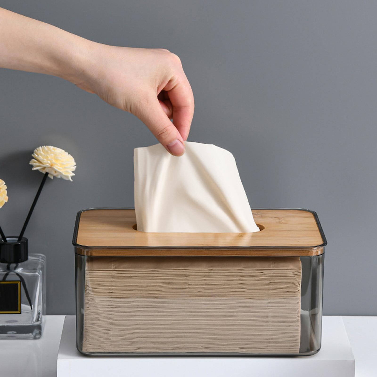 Clear Tissue Box Organizer Freestanding for Home Living Room Bedroom Decor 18x11.8x10CM