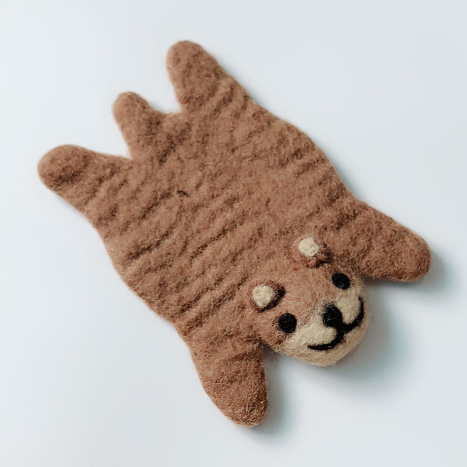 Animal Wool Felt Coaster Table Mat for Desktop Hot Coca Decoration Brown Bear