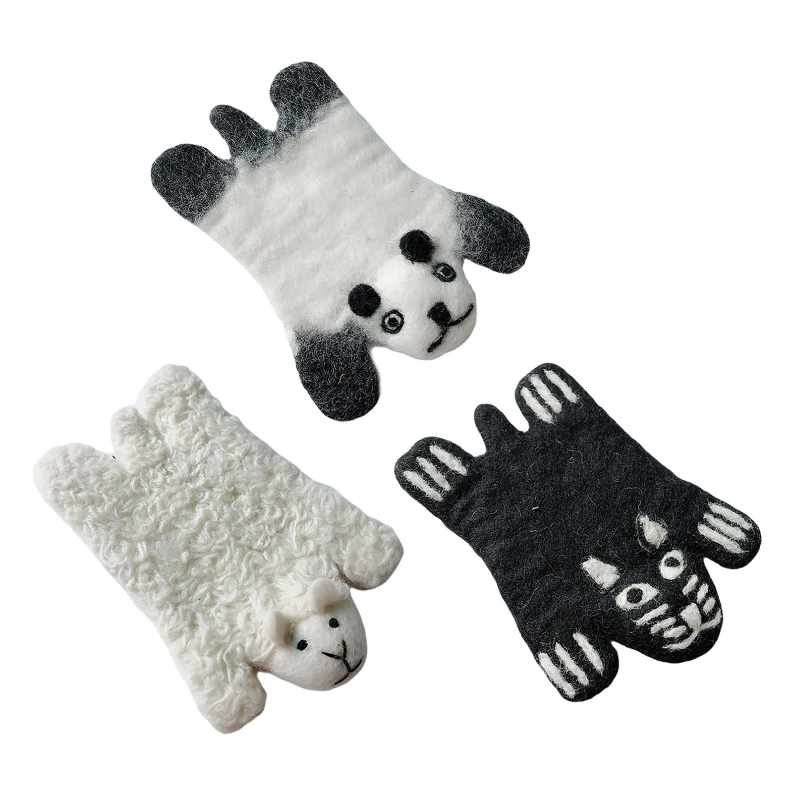 Animal Wool Felt Placemat Non-Slip Cup Coaster for Party Restaurant Kitchen Panda