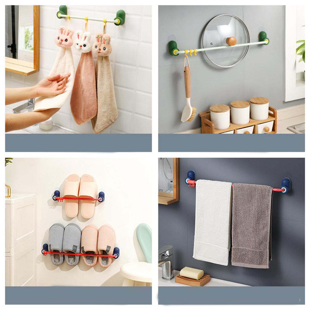 Adhesive Wall Mounted Towel Rack Rust Free Wall Hanging for Bathroom Toilet blue