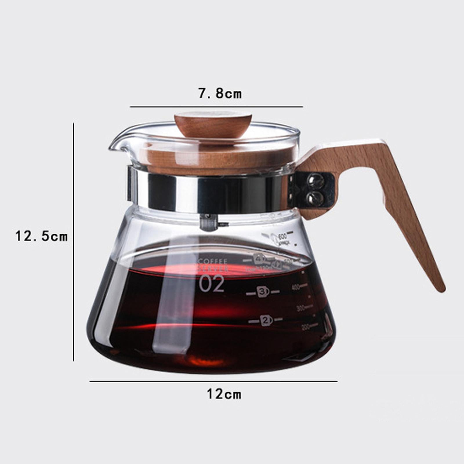 Clear Coffee Pot High Borosilicate Glass Reusable for Barista Kitchen 600ml