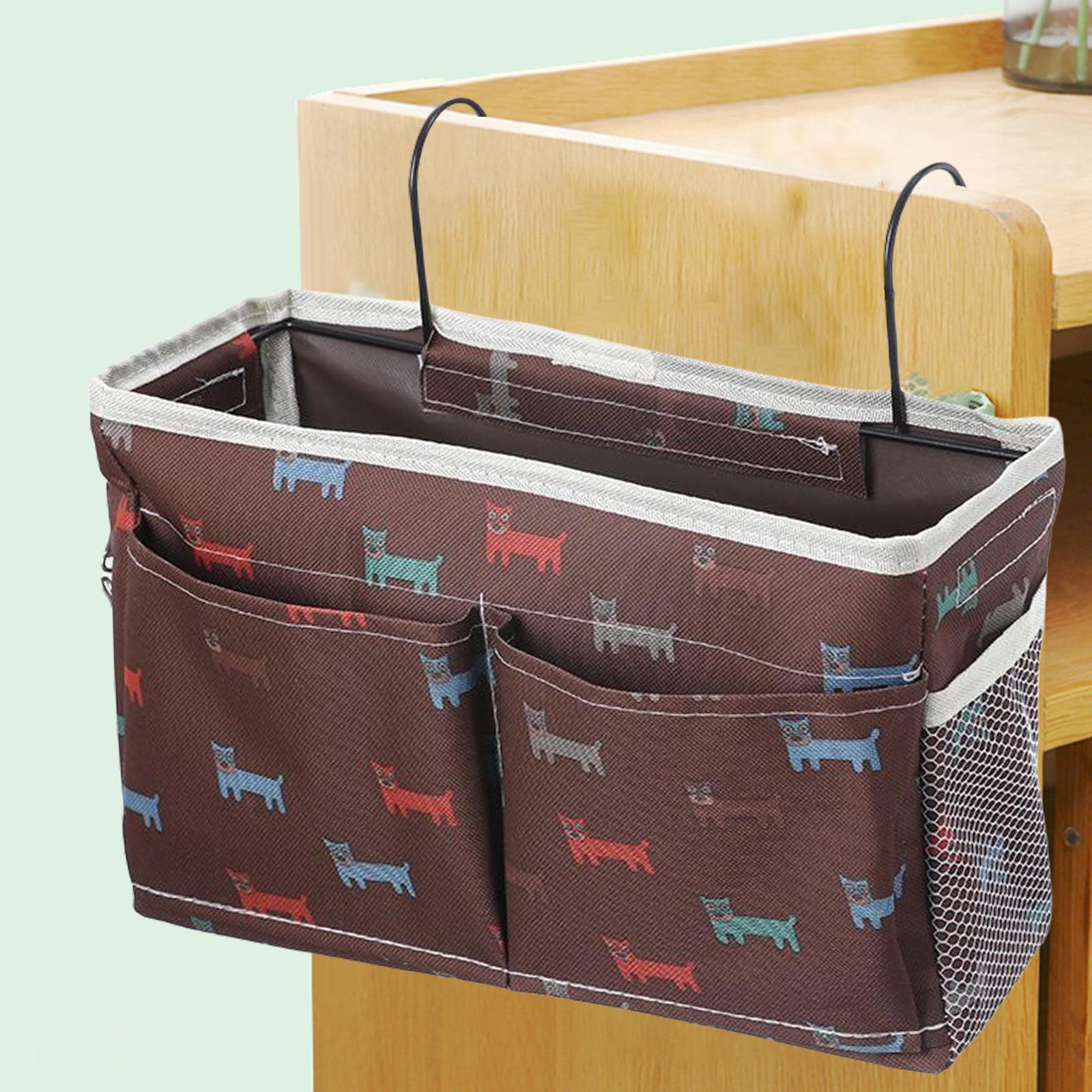 Bedside Caddy Pocket Storage Bag Bunk Bed Storage Organizer Brown Dog