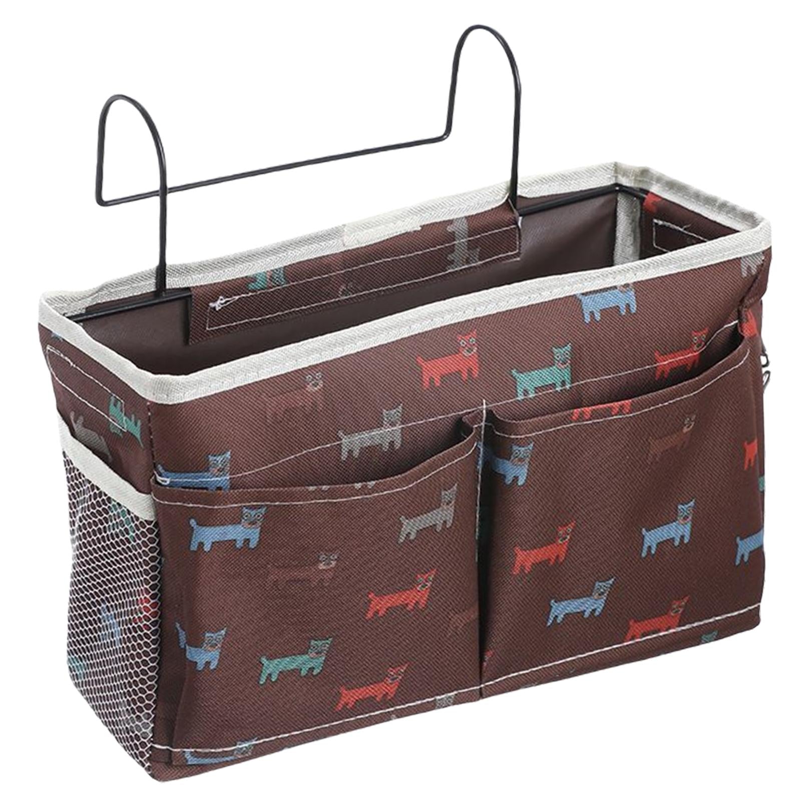 Bedside Caddy Pocket Storage Bag Bunk Bed Storage Organizer Brown Dog