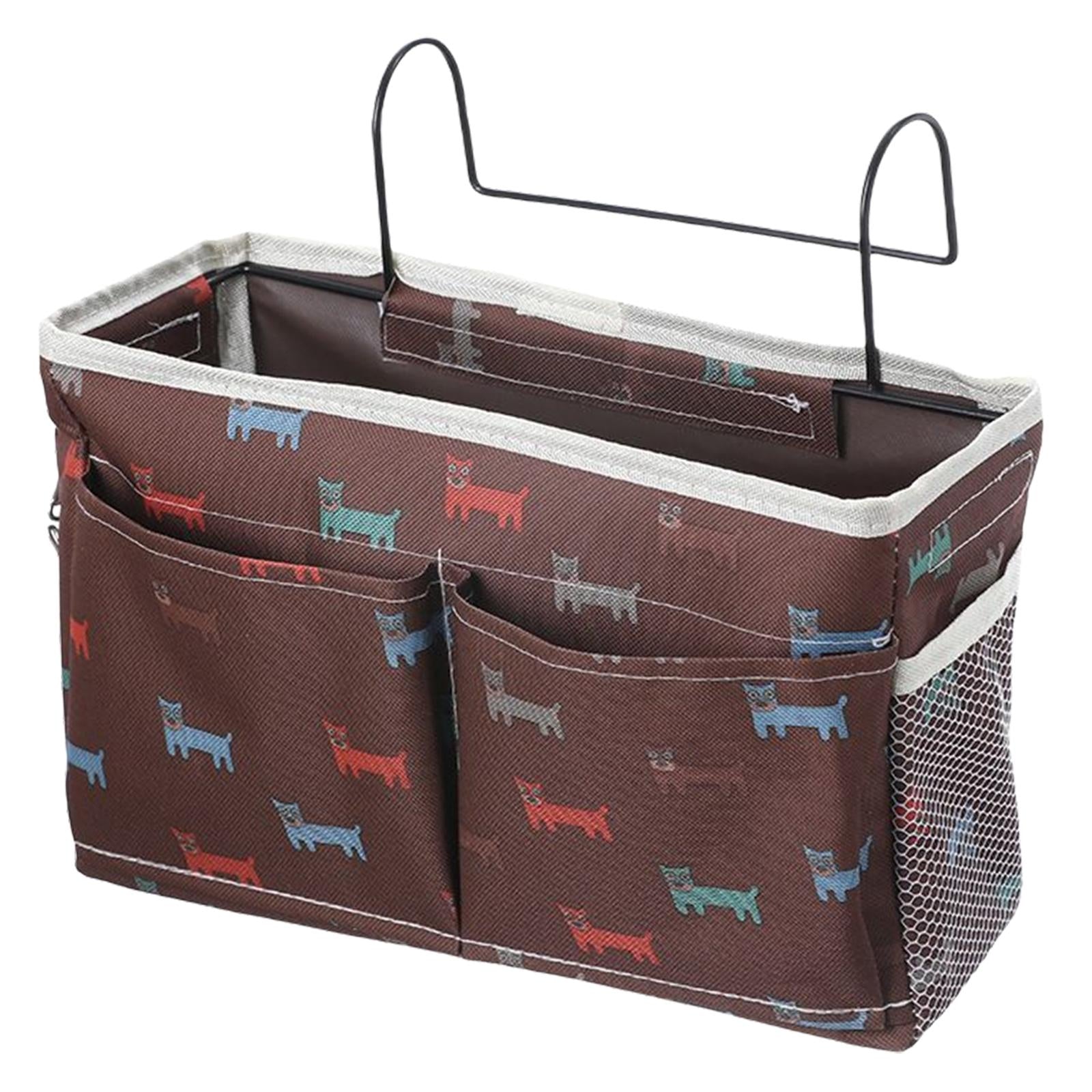 Bedside Caddy Pocket Storage Bag Bunk Bed Storage Organizer Brown Dog