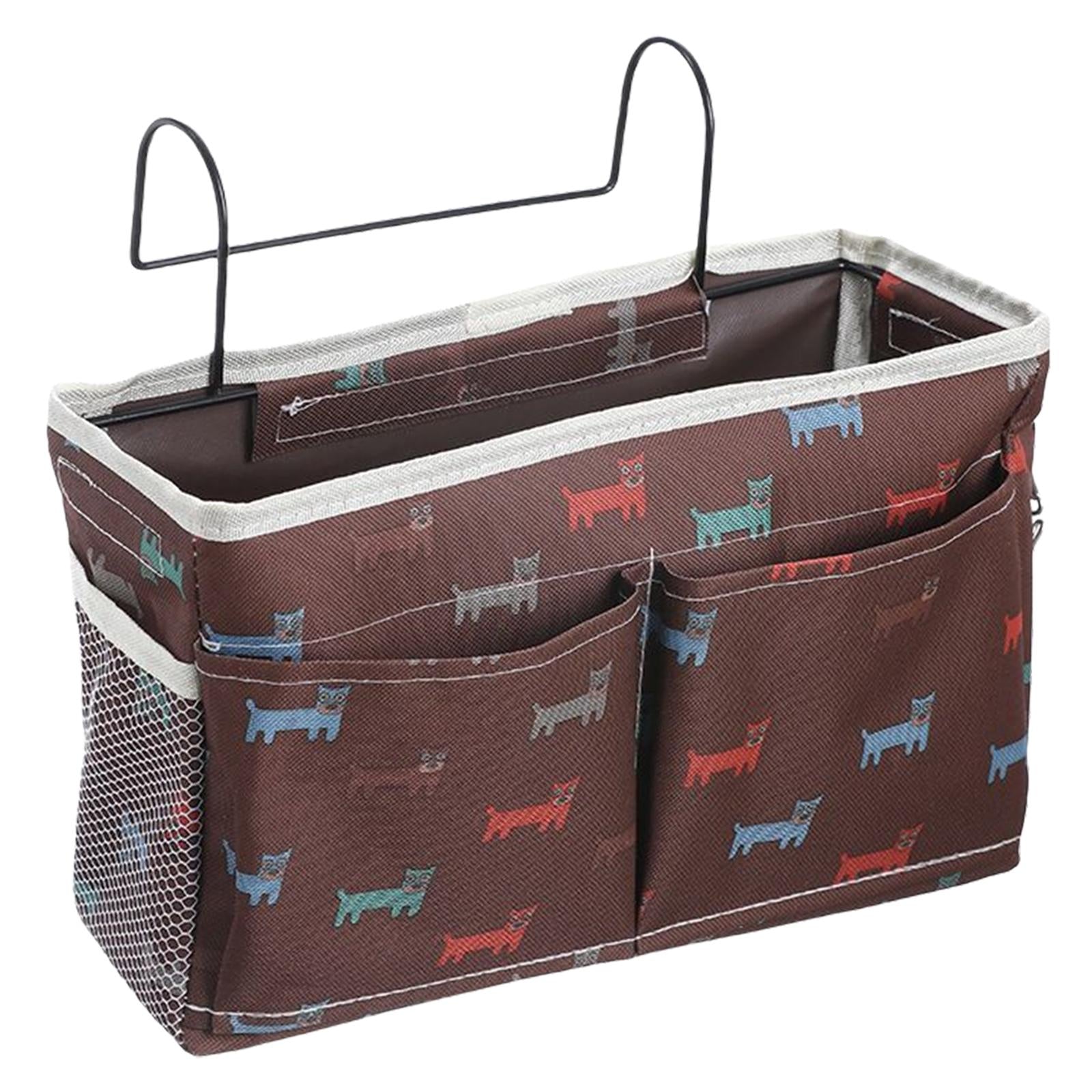 Bedside Caddy Pocket Storage Bag Bunk Bed Storage Organizer Brown Dog