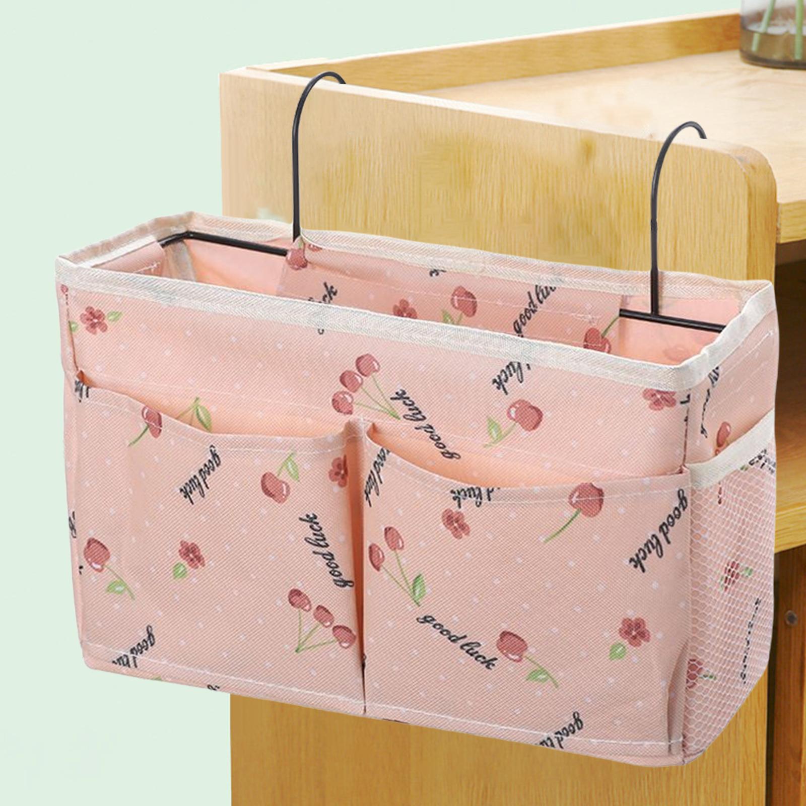 Bedside Caddy Pocket Storage Bag Bunk Bed Storage Organizer Pink Cherry