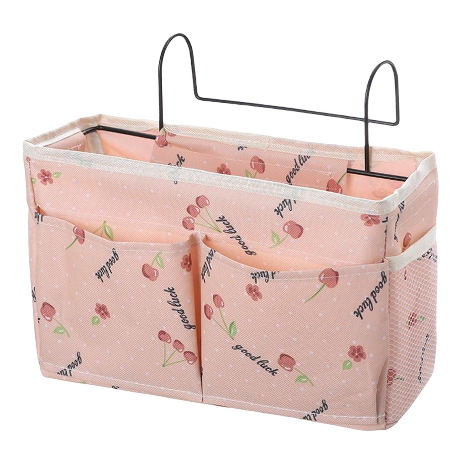 Bedside Caddy Pocket Storage Bag Bunk Bed Storage Organizer Pink Cherry