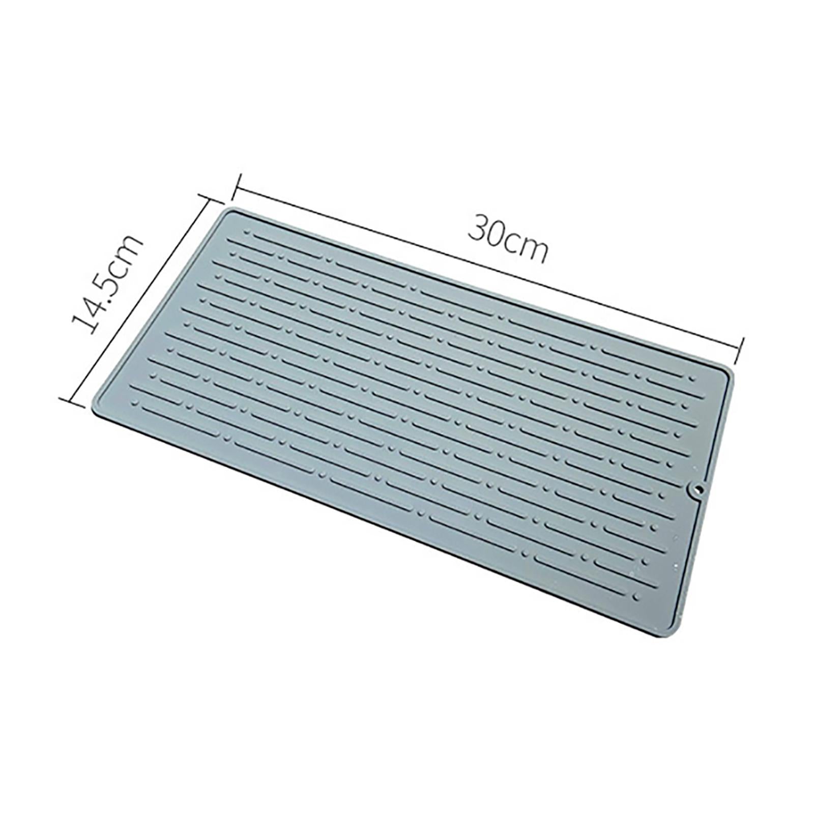 2xSilicone Drying Mat Sink Mat Rectangle Tableware Table Mat Placemat Flexible Gray