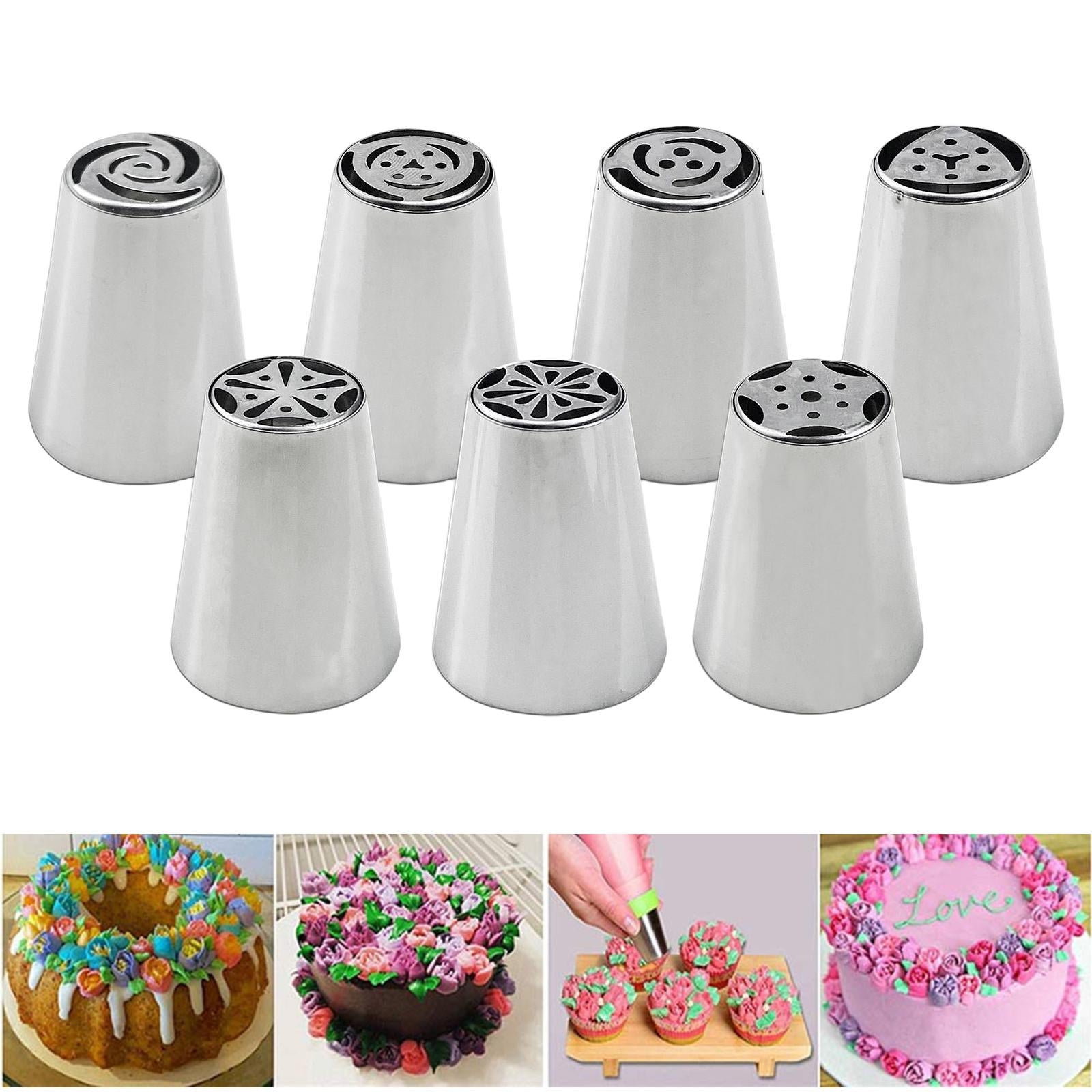 2xRussian Piping Tips Frosting Piping Kit DIY Piping Tips Set for Cookie 7Pcs