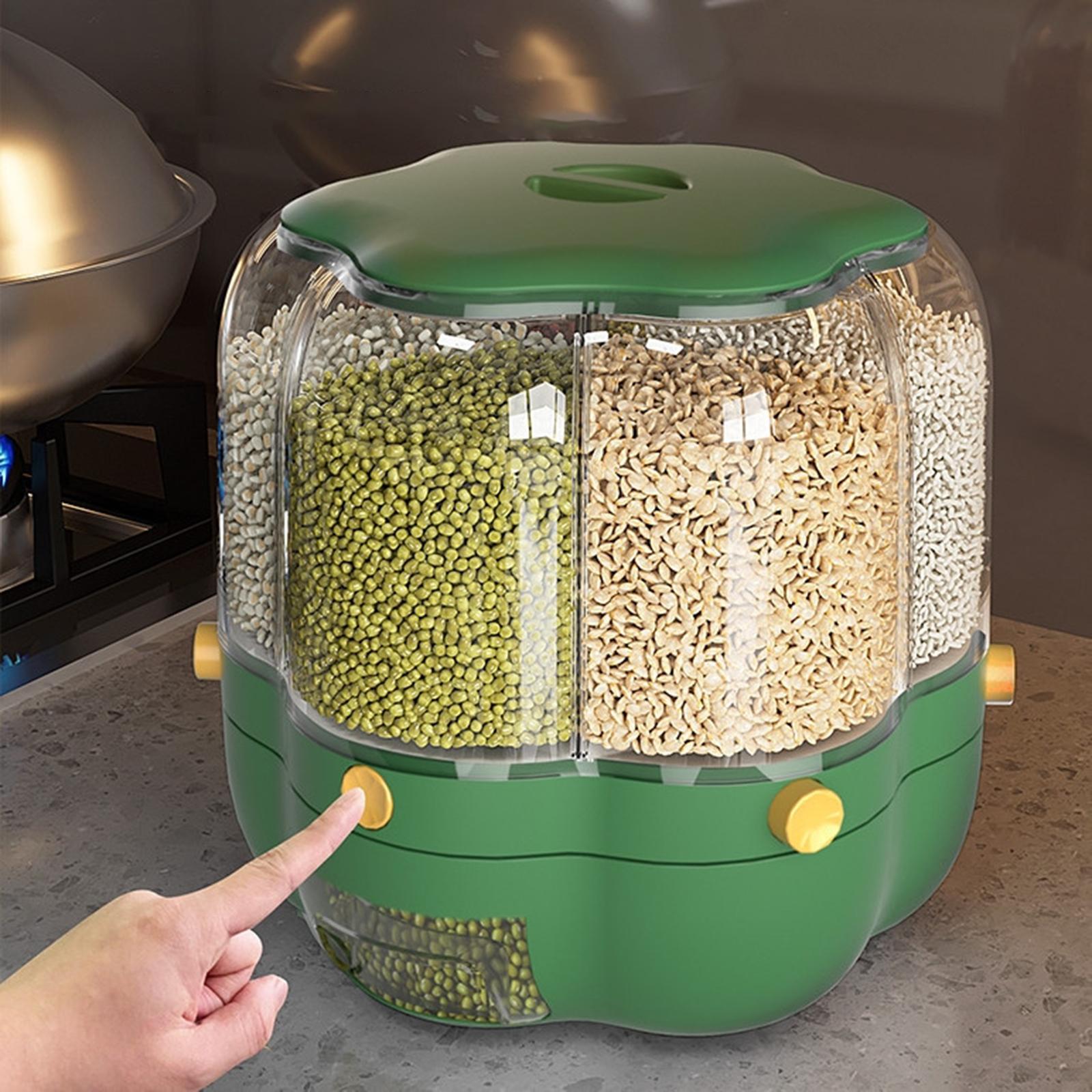 Cereal Dispenser Rice Bucket Airtight Dry Food Storage Box for Home Pantry green