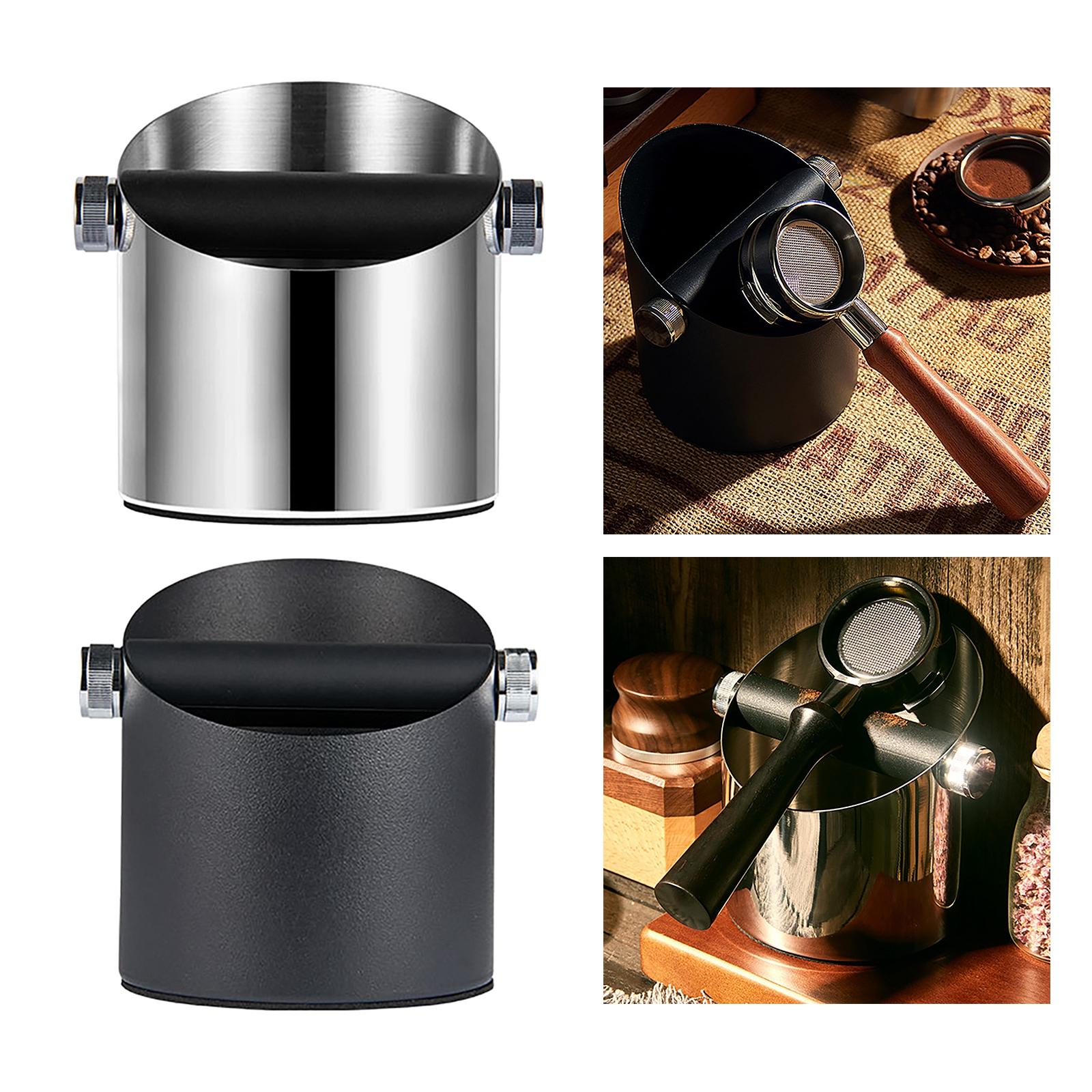 Coffee Knock Box with Removable Knock Bar for Coffee Grounds Coffee Tools Silver