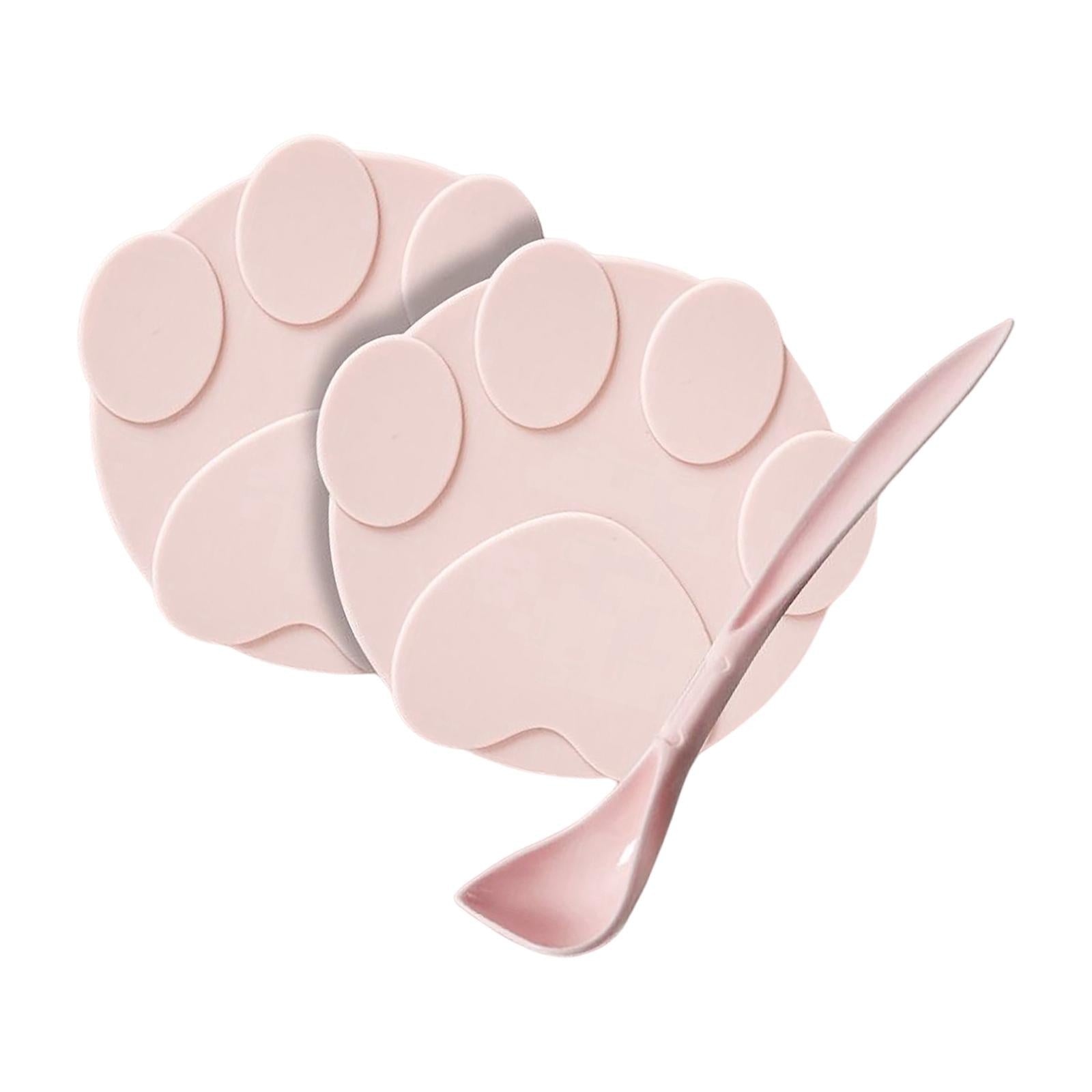 2 Pieces Pet Food Can Lids Silicone Dog Cat Food Can Covers Food Spoon Pink