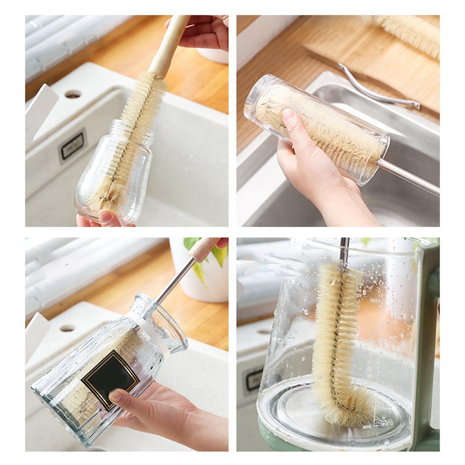 2x2 Pieces Baby Bottle Cleaner Wooden Handle for Tumbler Sports Water Bottles 40cm