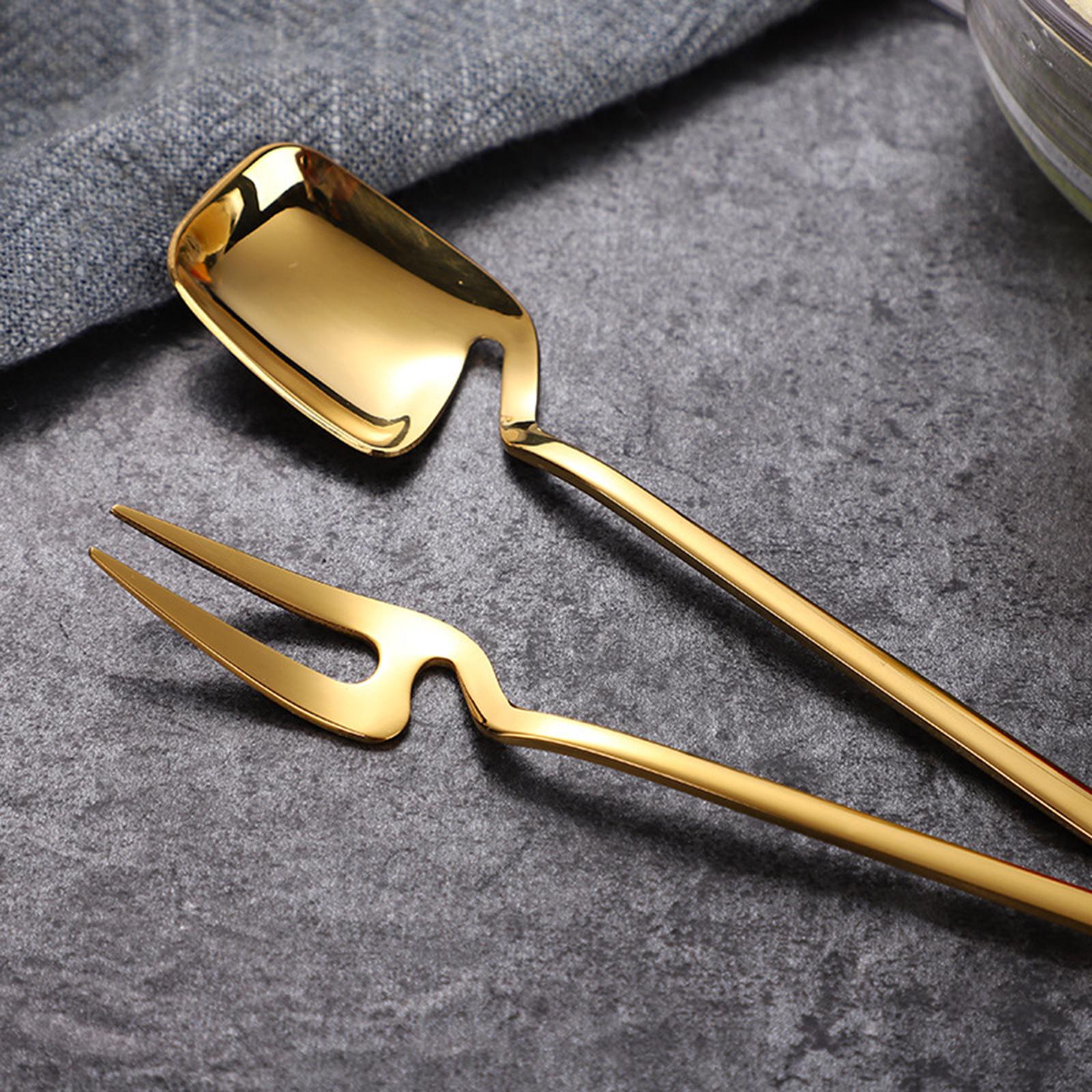 2 Pieces Espresso Spoon Cream Spoon for Dessert Wedding Kitchen gold