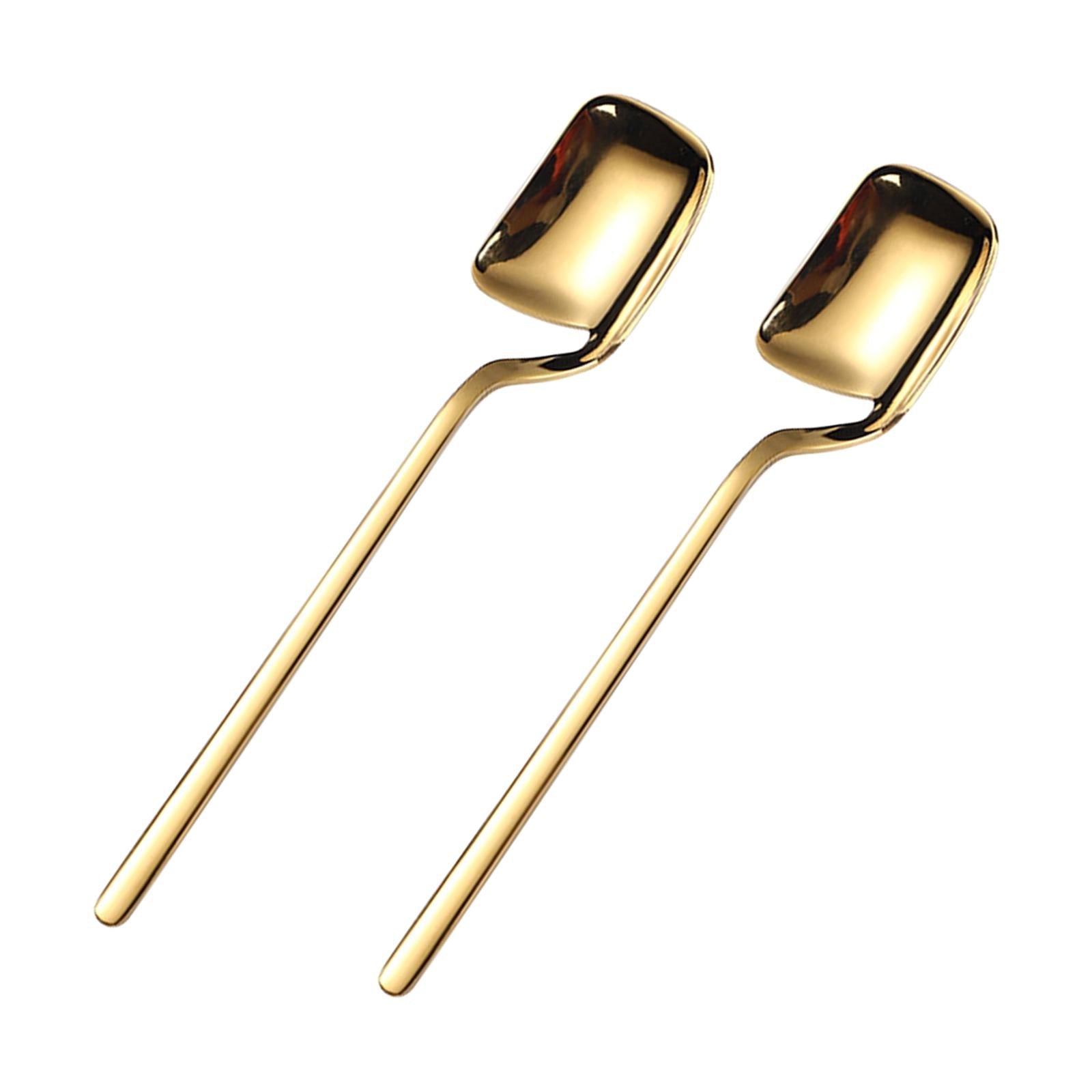 2 Pieces Espresso Spoon Cream Spoon for Dessert Wedding Kitchen gold