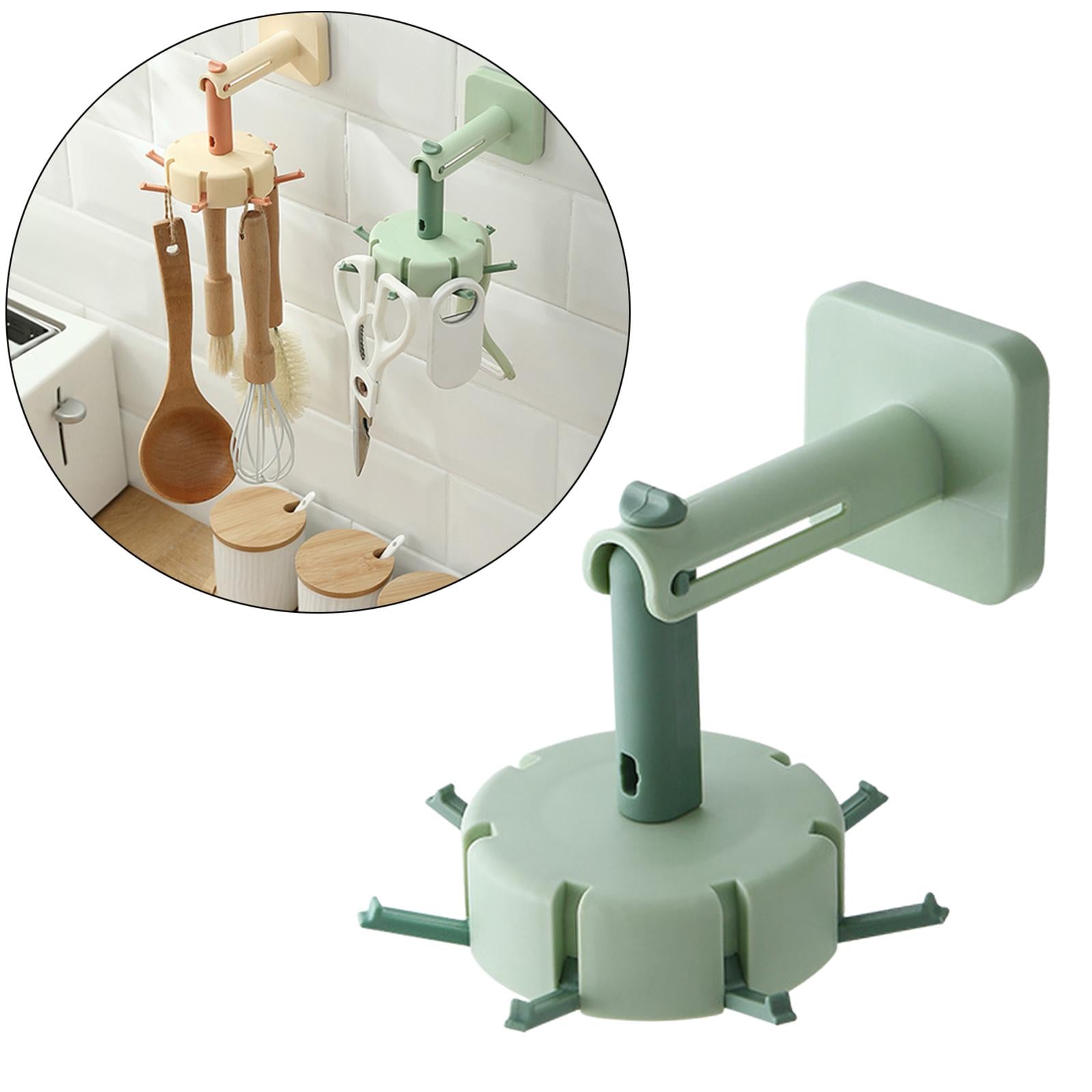 4xWall Mounted Rotating Utensils Hooks Cooking Tools for Knives Bathroom green