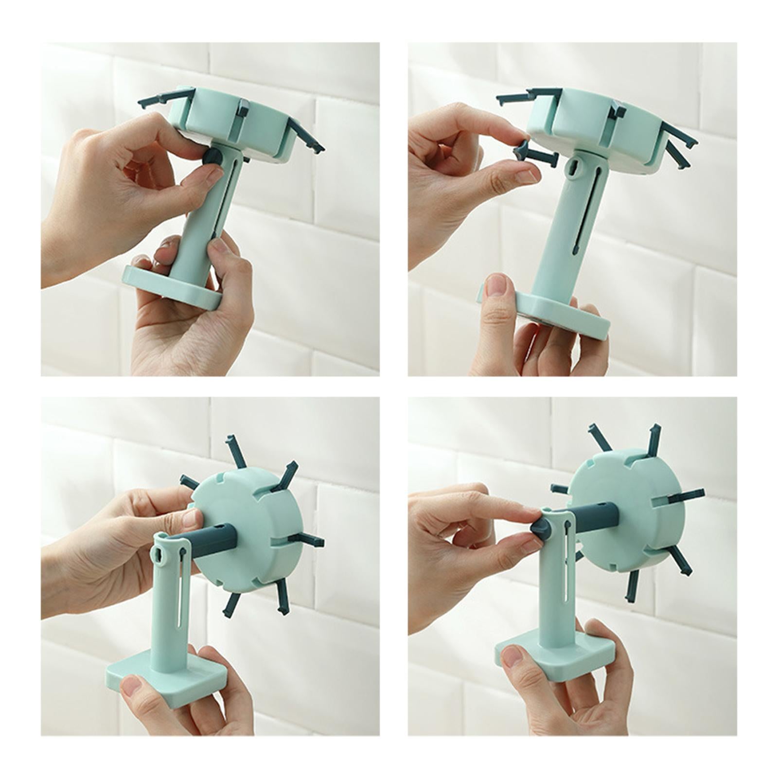 4xWall Mounted Rotating Utensils Hooks Cooking Tools for Knives Bathroom green