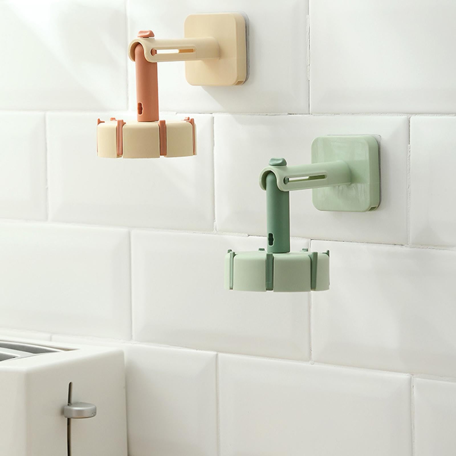 4xWall Mounted Rotating Utensils Hooks Cooking Tools for Knives Bathroom green