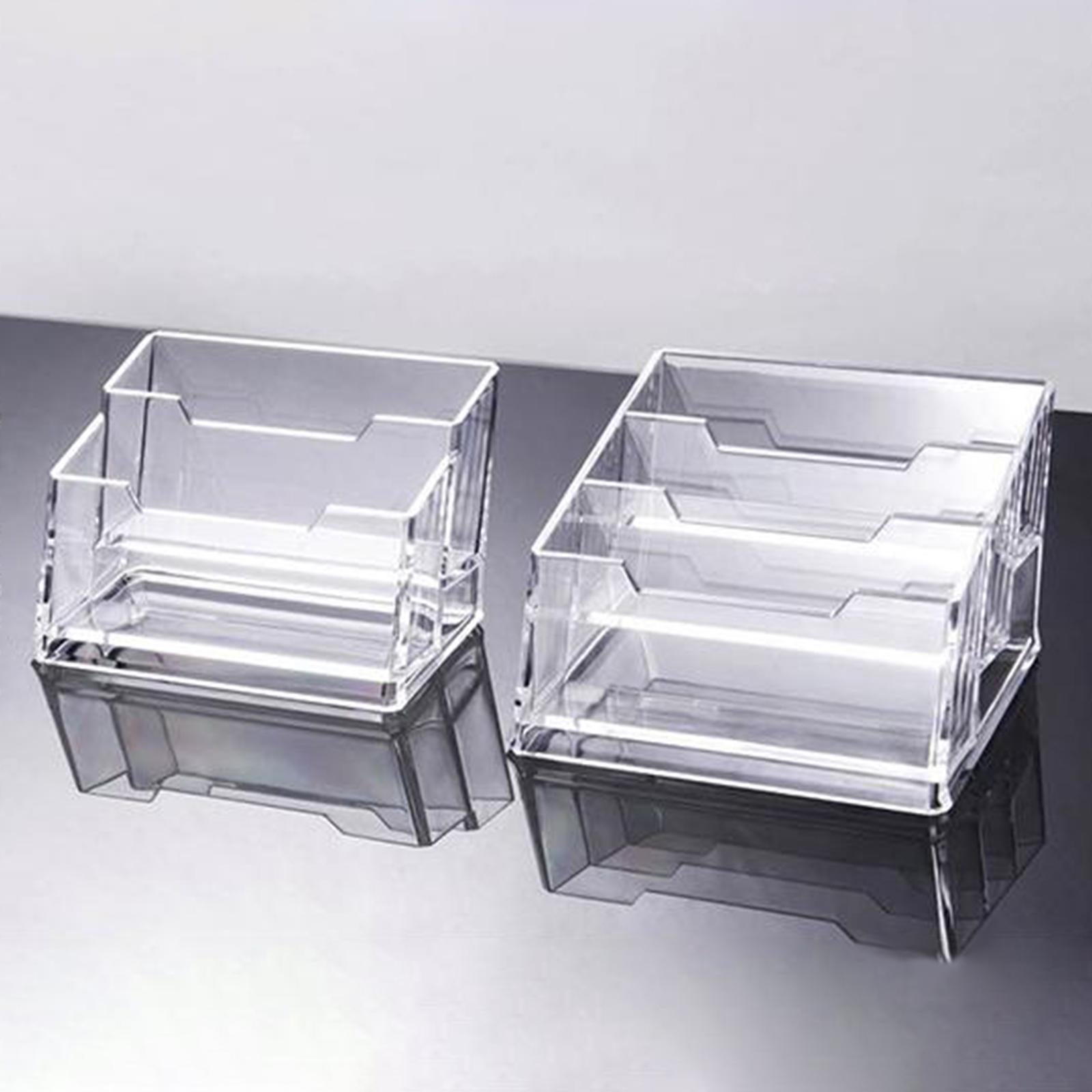 2xClear Business Card Holders Organizer for Desk Office Name Card 2 Grid