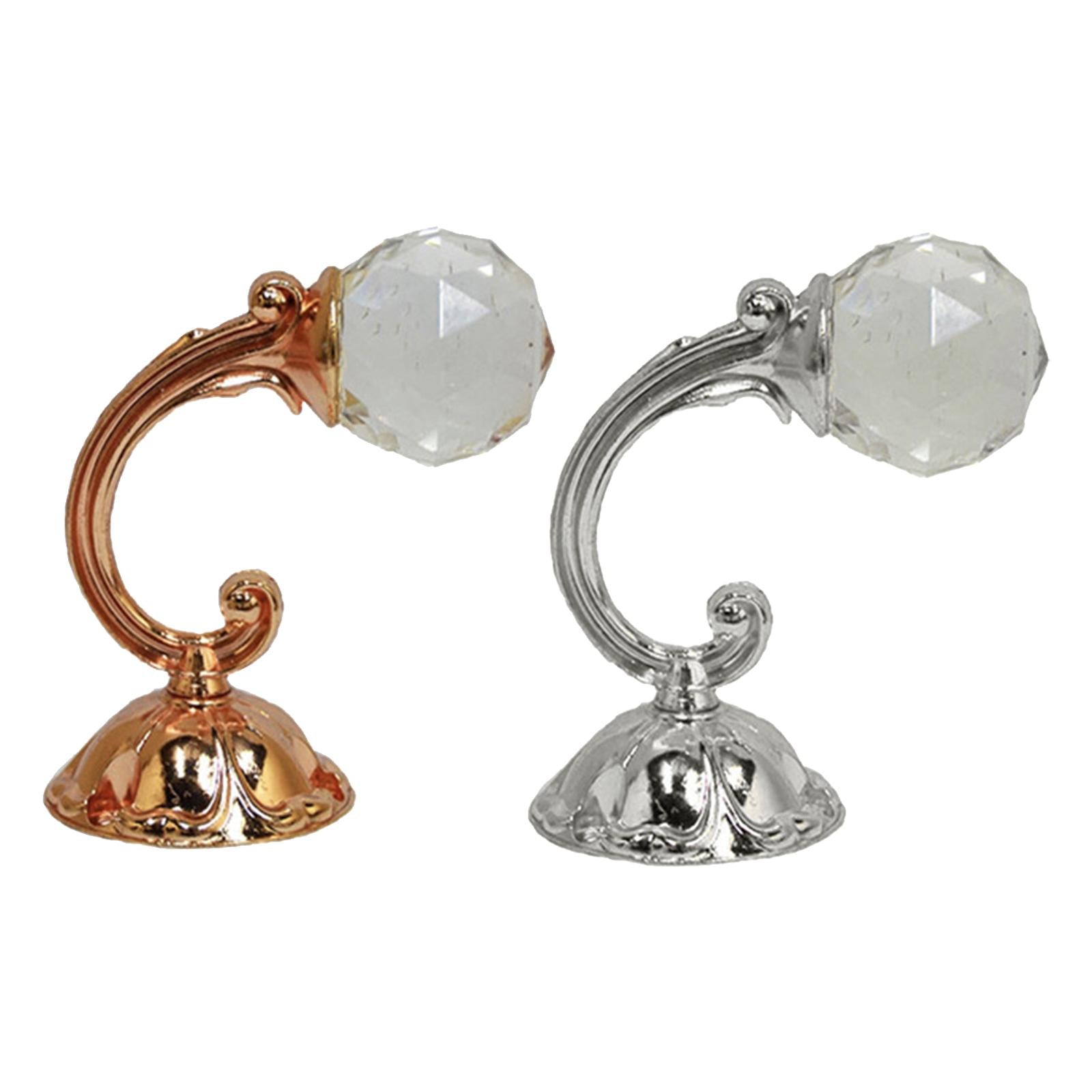 2 Pieces Crystal Curtain Holdback Drapery Tieback Hooks Rose Gold