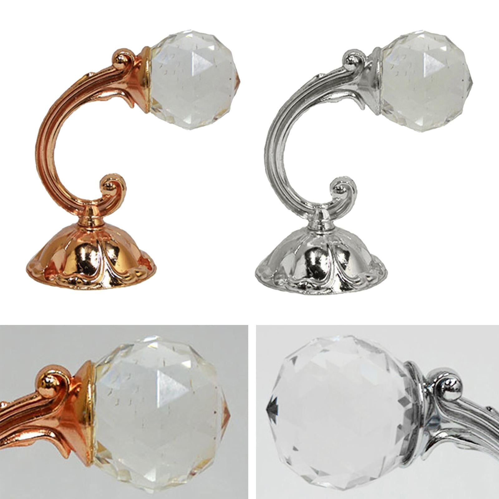 2 Pieces Crystal Curtain Holdback Drapery Tieback Hooks Rose Gold