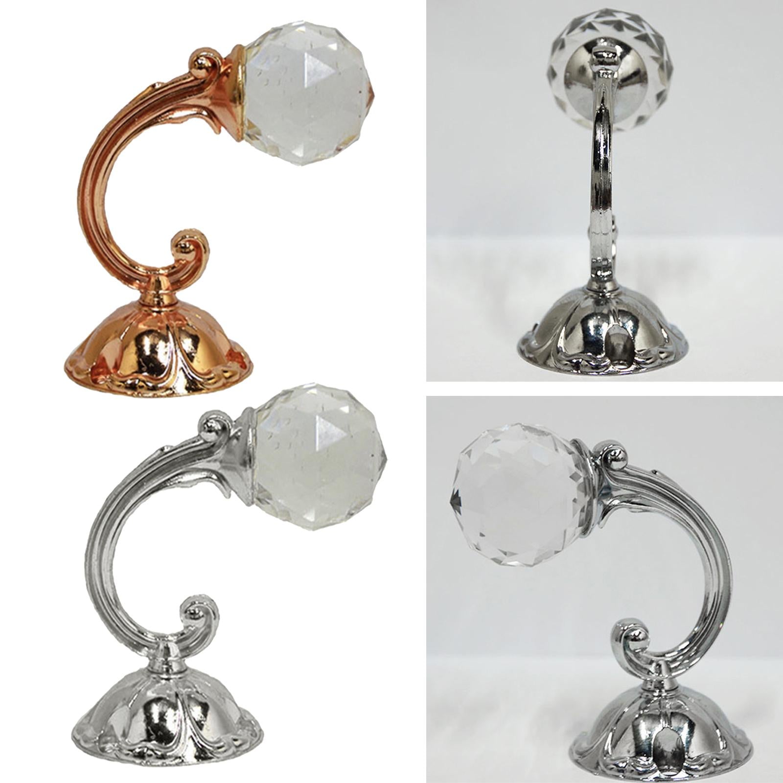 2 Pieces Crystal Curtain Holdback Drapery Tieback Hooks Rose Gold