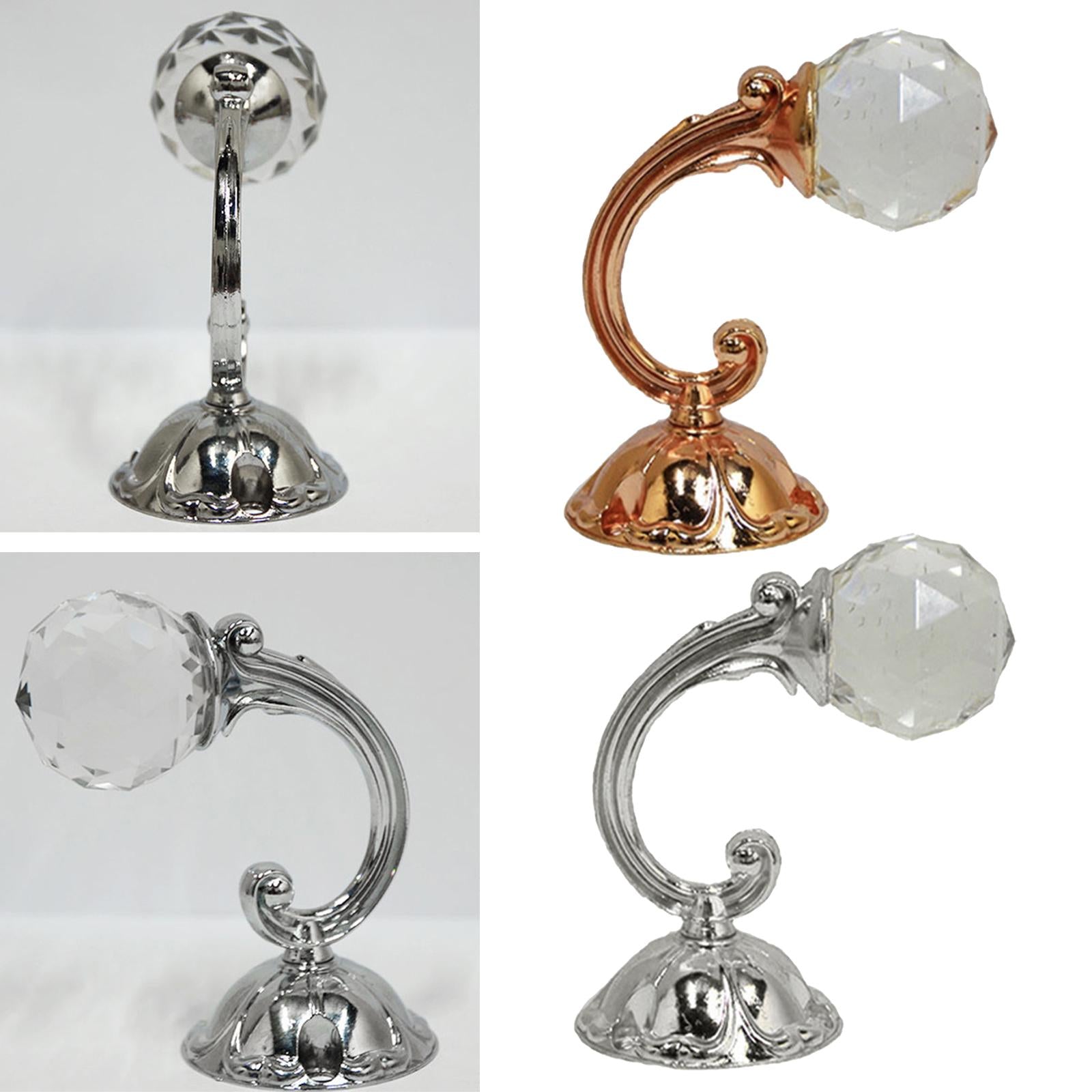 2 Pieces Crystal Curtain Holdback Drapery Tieback Hooks Rose Gold