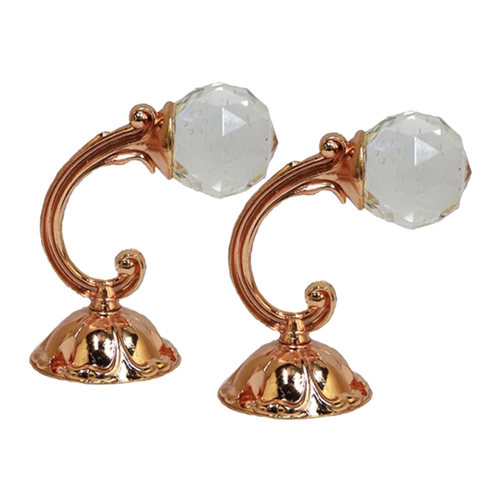 2 Pieces Crystal Curtain Holdback Drapery Tieback Hooks Rose Gold