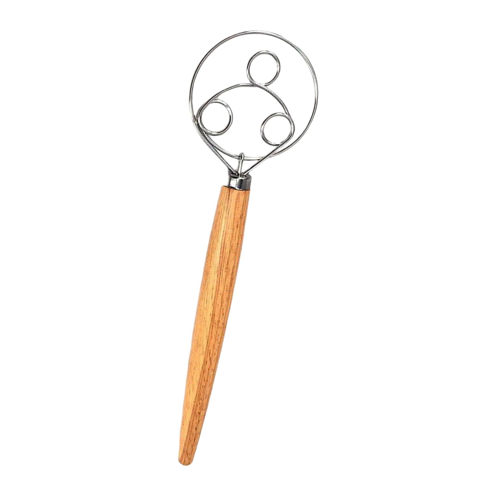 2xHand Danish Dough Whisk Bread Mixing Tool 2 Eye Whisk for Pancakes Dessert