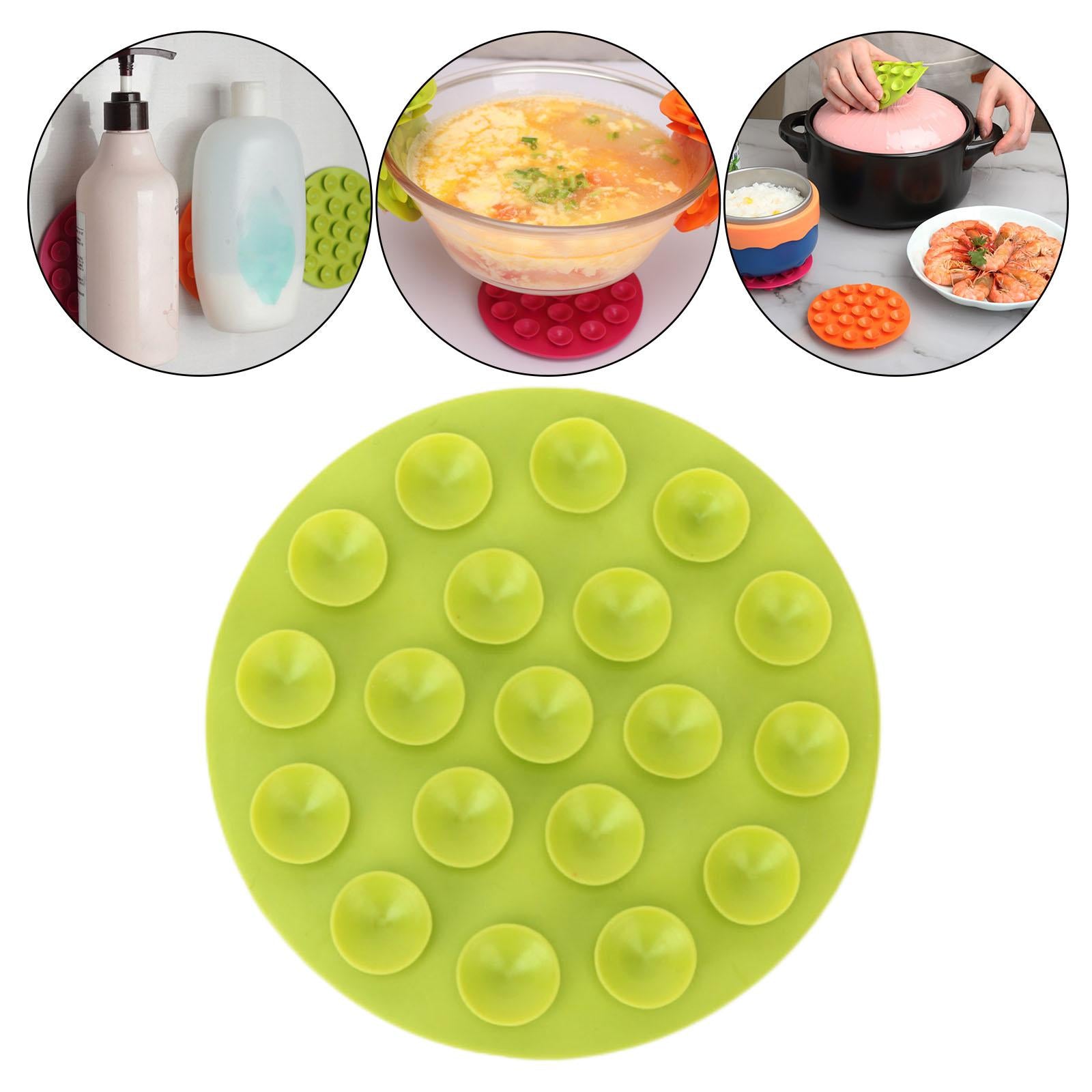 6xAnti Scald Suction Cup Coaster Pad Heat Insulation for Bowl Kitchen Bottle Green