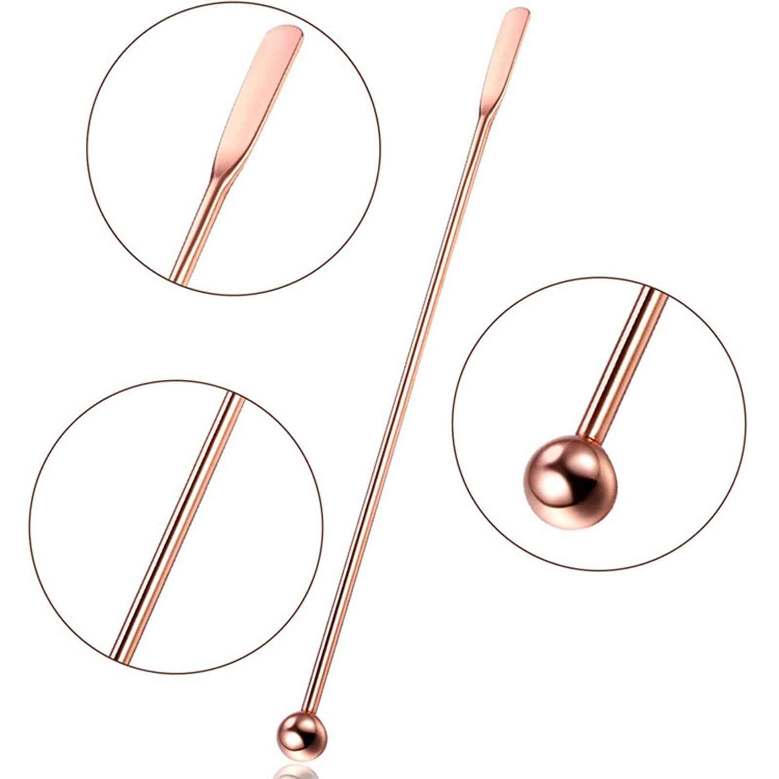 3Pcs Cocktail Stirrers Coffee Beverage Stir for Wine Making Brewing Bar Rose Gold