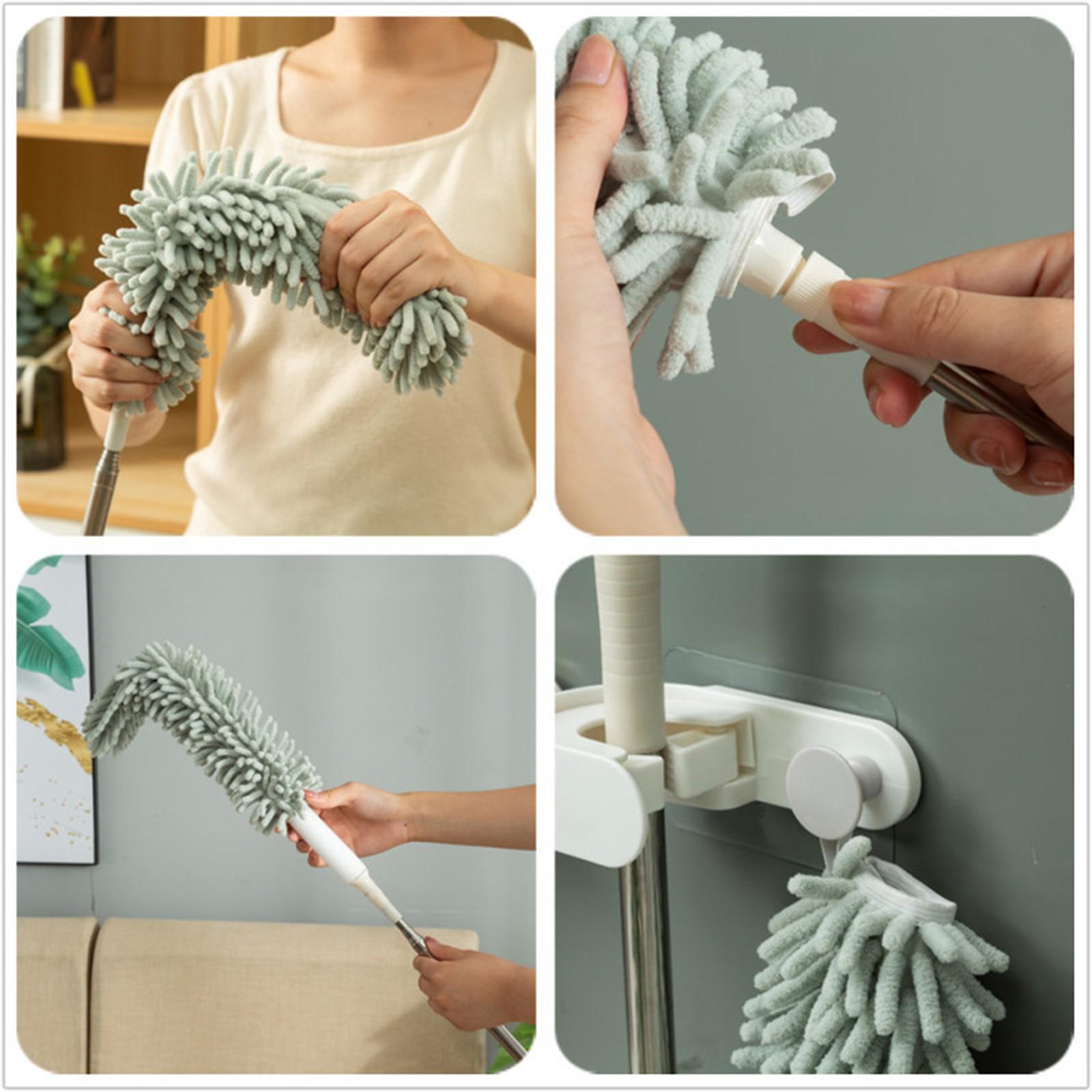 1.3M Telescopic Ceiling Duster Bendable Duster for Cleaning Ceiling Fan Car green