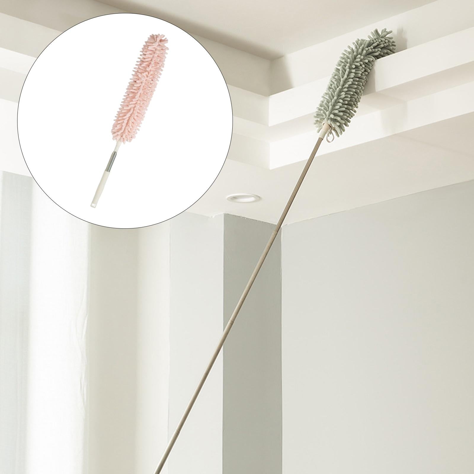 1.3M Telescopic Ceiling Duster Bendable Duster for Cleaning Ceiling Fan Car pink