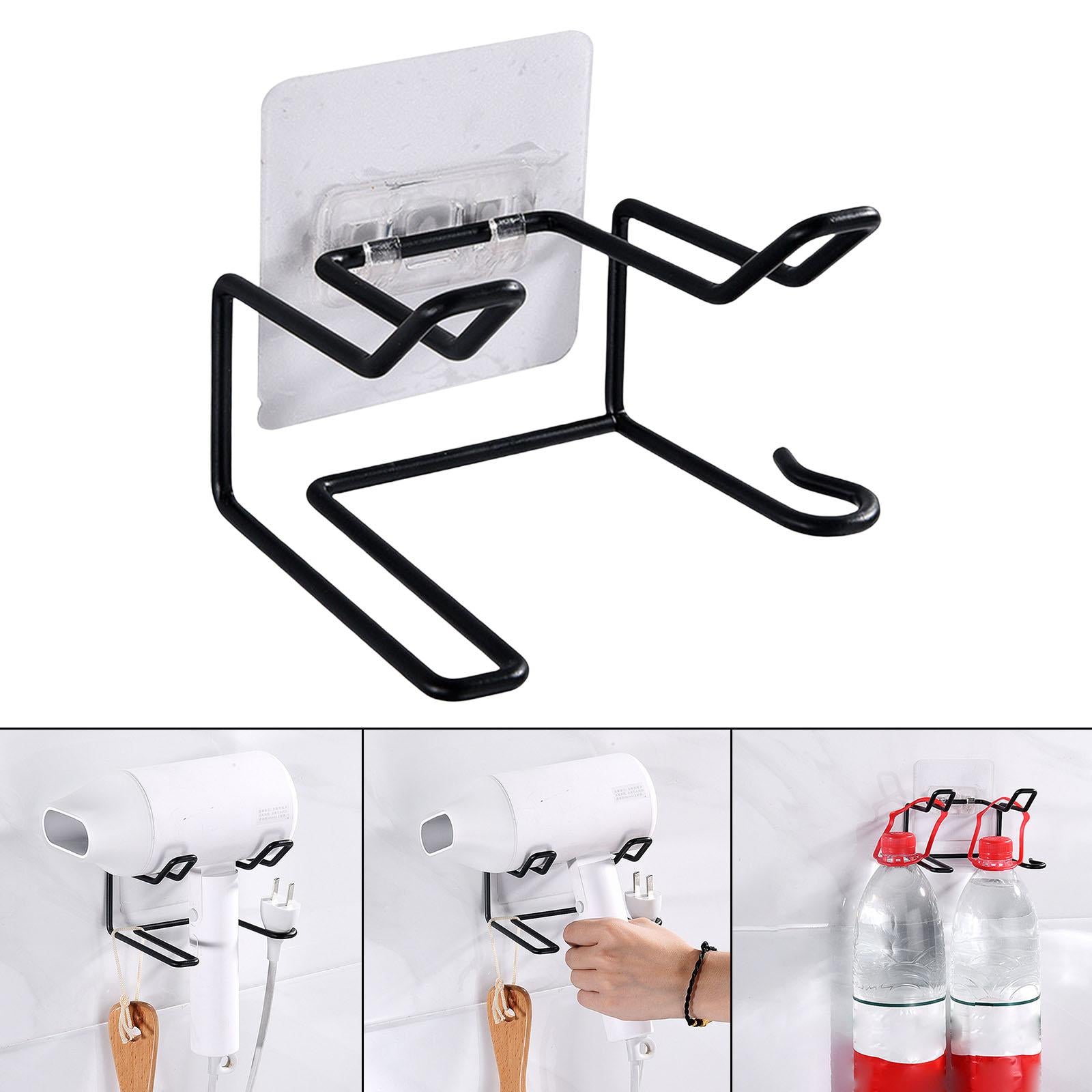 4xHair Dryer Holder Bathroom Storage Box Shelf Hanging Rack for Straightener Black Style A